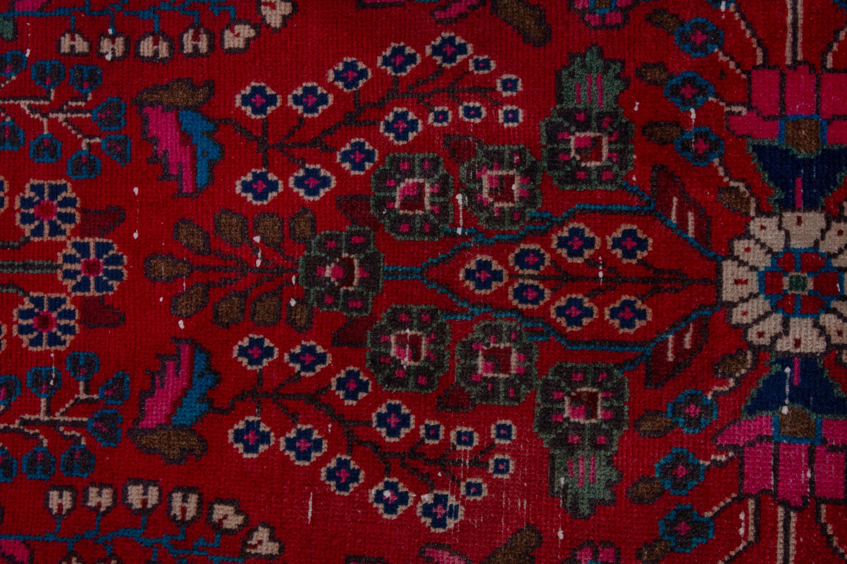 Turkish Anatolian runner rug in deep red and navy, view 15 of 21