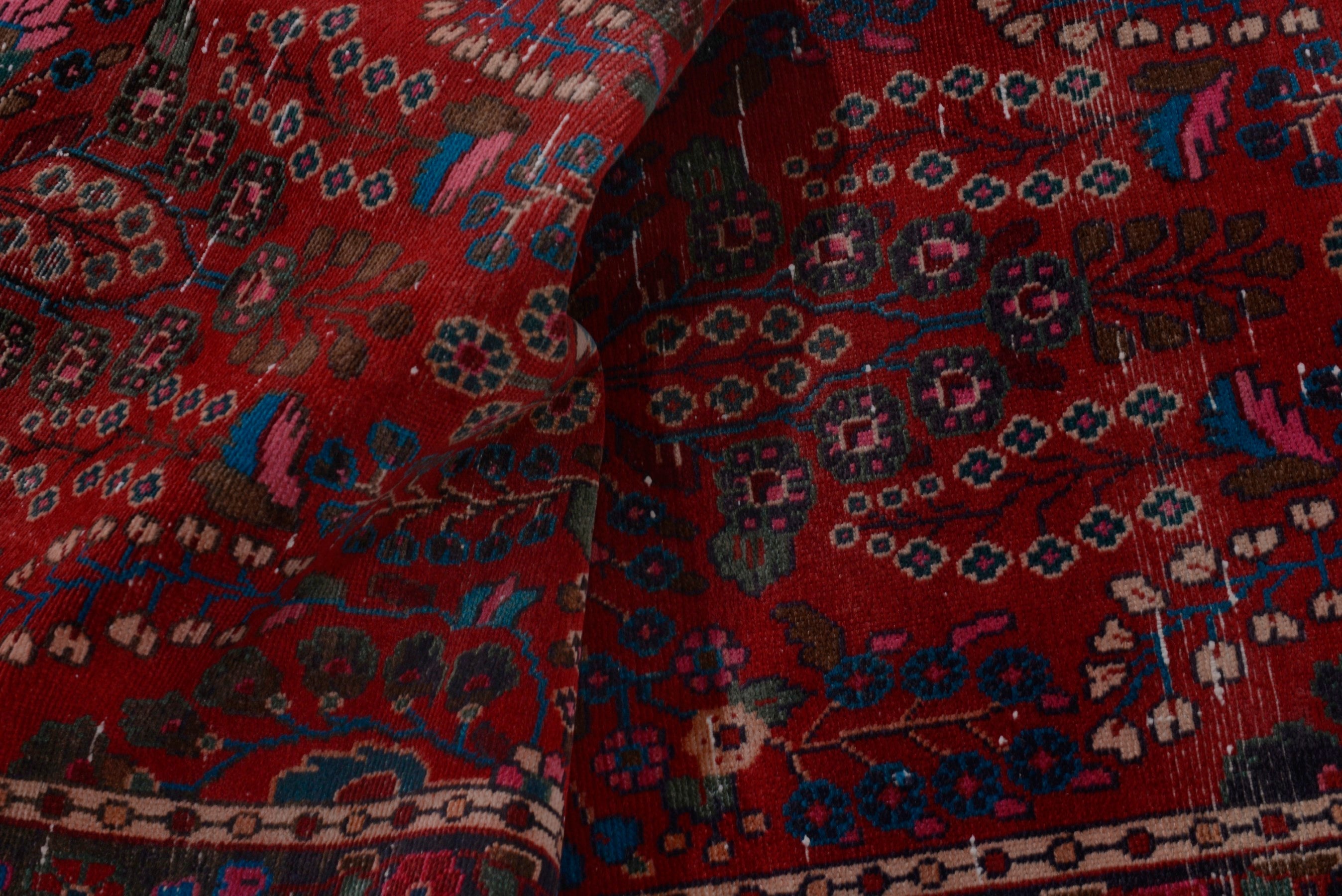 Turkish Anatolian runner rug in deep red and navy, view 17 of 21