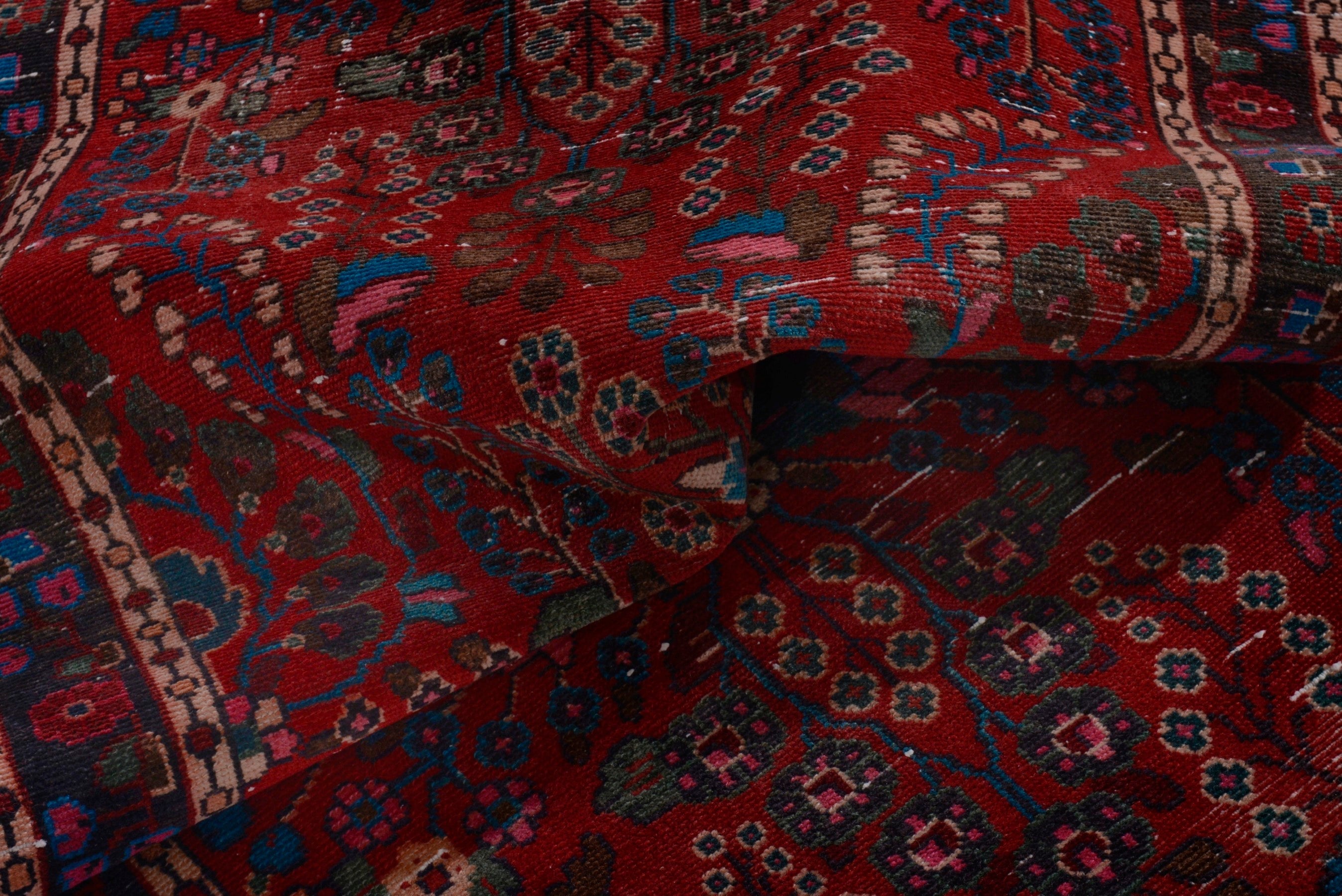 Turkish Anatolian runner rug in deep red and navy, view 18 of 21