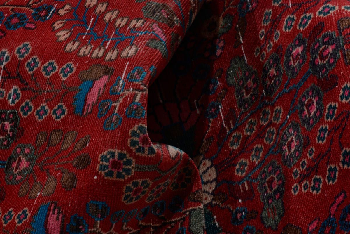 Turkish Anatolian runner rug in deep red and navy, view 12 of 22