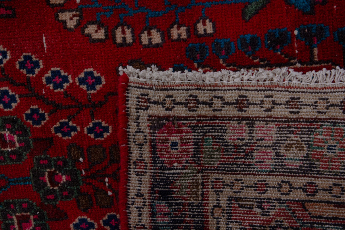 Turkish Anatolian runner rug in deep red and navy, view 15 of 22