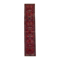 Turkish Anatolian runner rug in deep red and navy, 2'9" x 14'5"