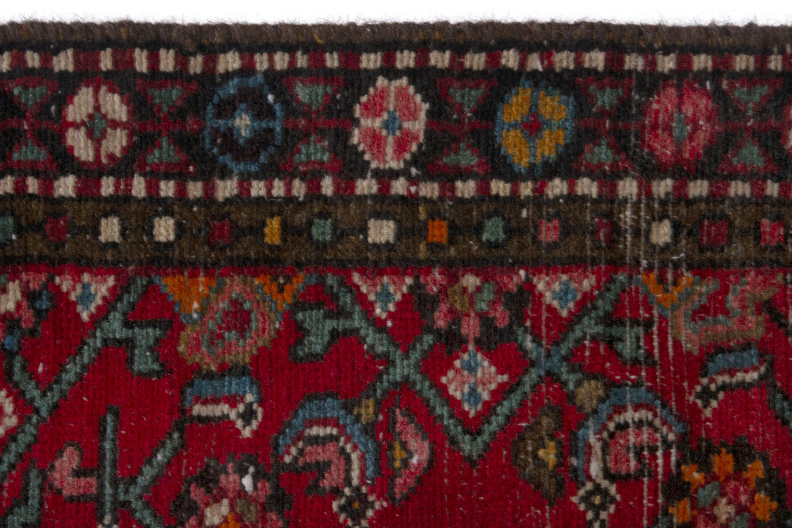 Persian Hamedan runner rug in deep red and charcoal, view 11 of 17