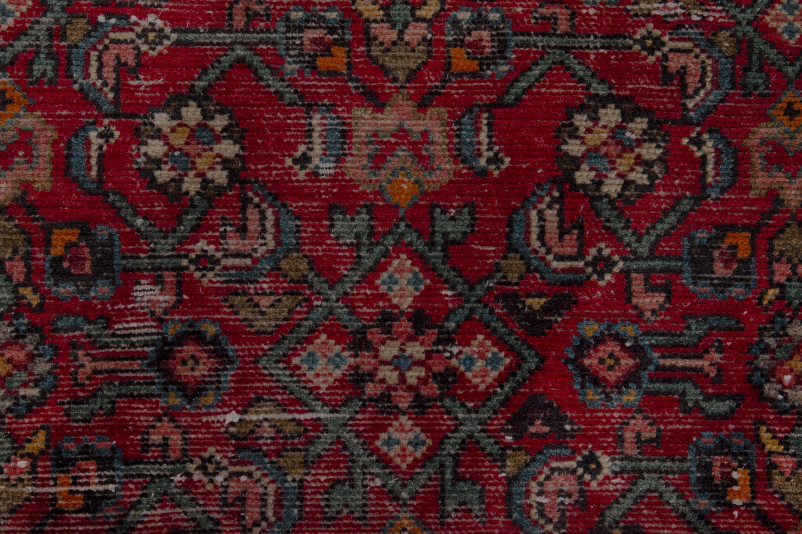 Persian Hamedan runner rug in deep red and charcoal, view 12 of 17