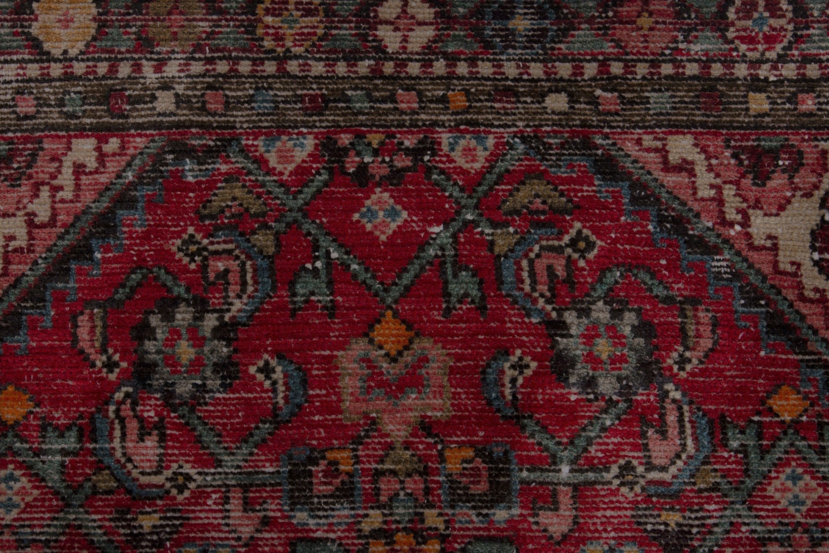 Persian Hamedan runner rug in deep red and charcoal, view 13 of 17