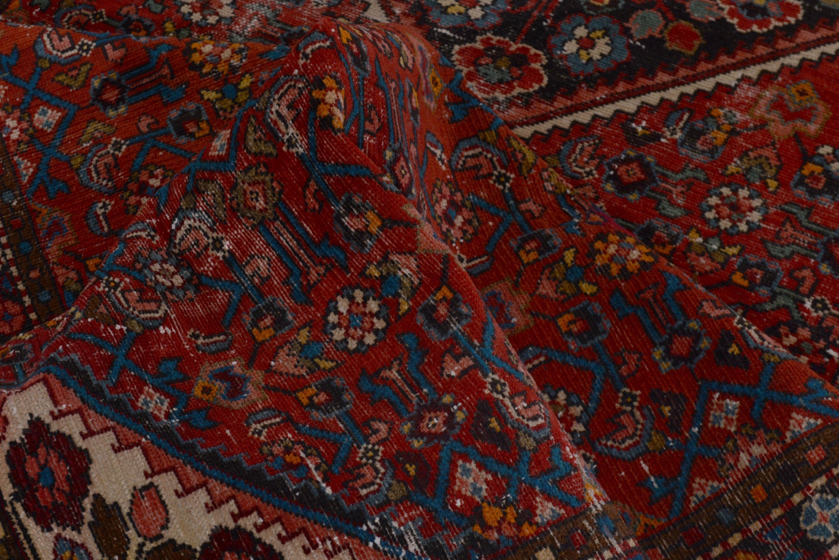 Persian Hamedan runner rug in deep red and charcoal, view 14 of 17