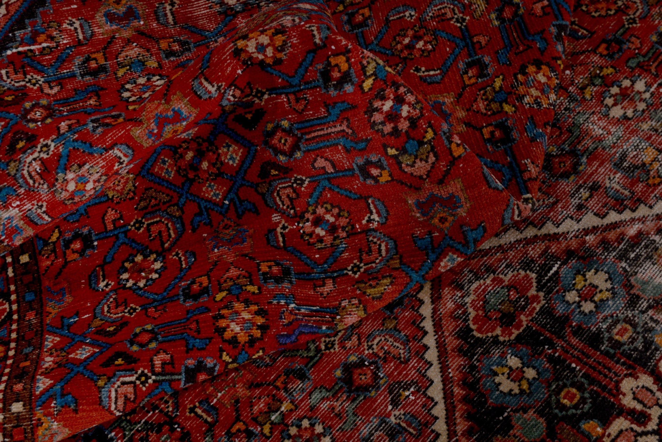 Persian Hamedan runner rug in deep red and charcoal, view 15 of 17