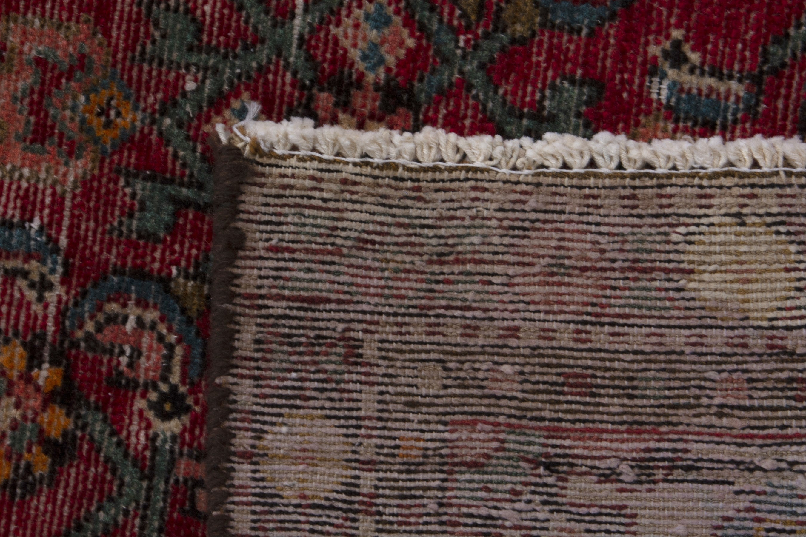 Persian Hamedan runner rug in deep red and charcoal, view 17 of 17