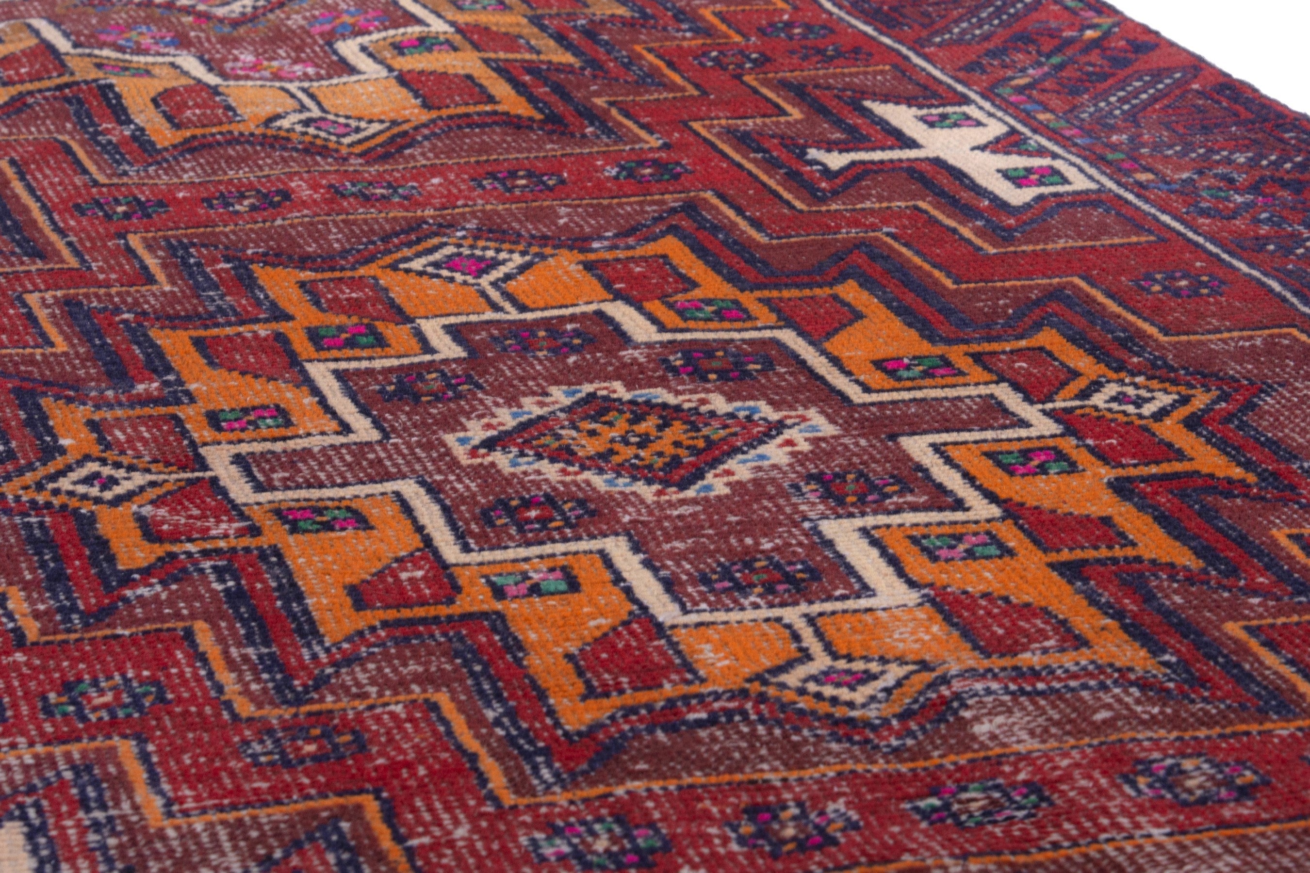 Persian Baluch runner rug in deep red and burgundy, view 10 of 17