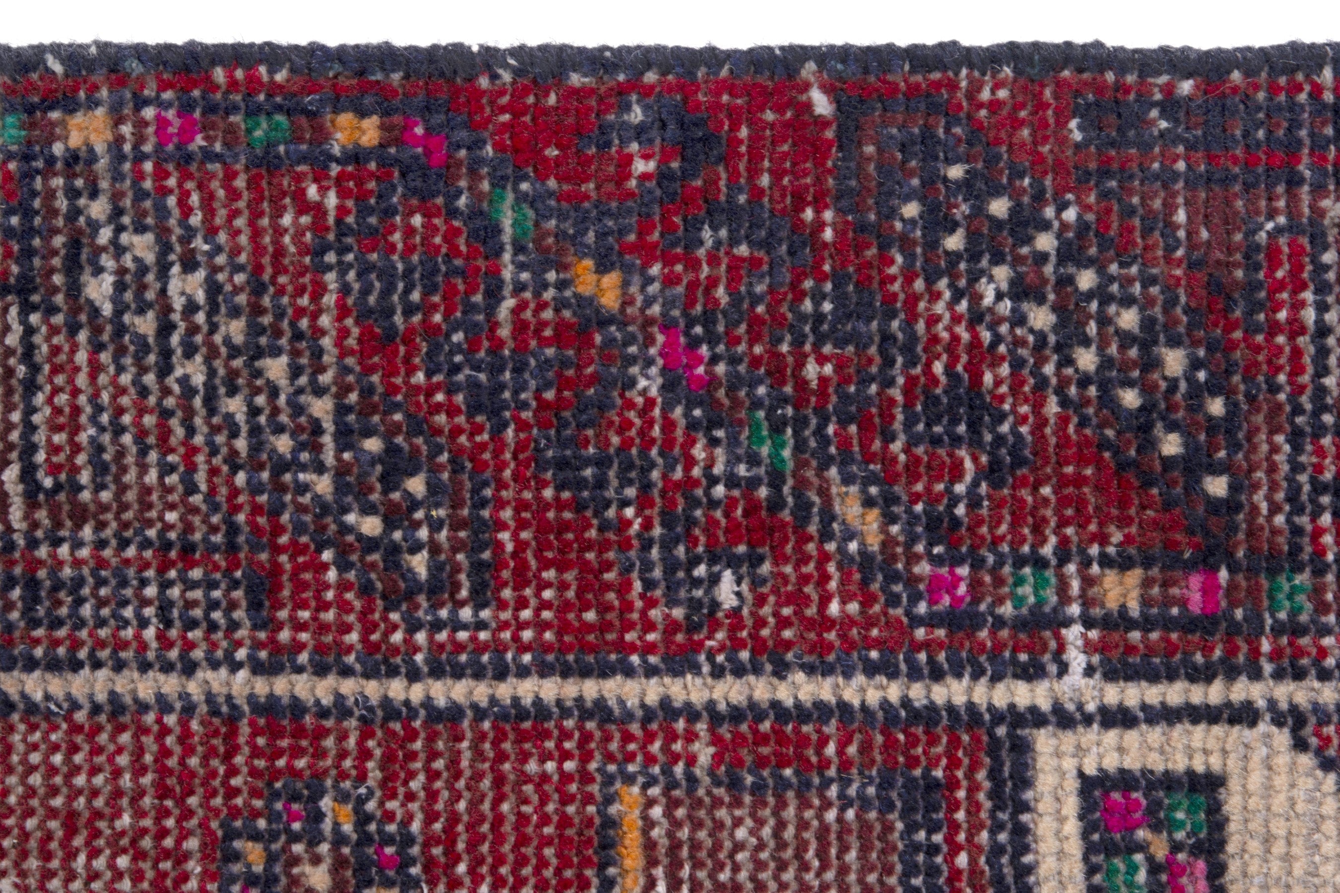 Persian Baluch runner rug in deep red and burgundy, view 12 of 17