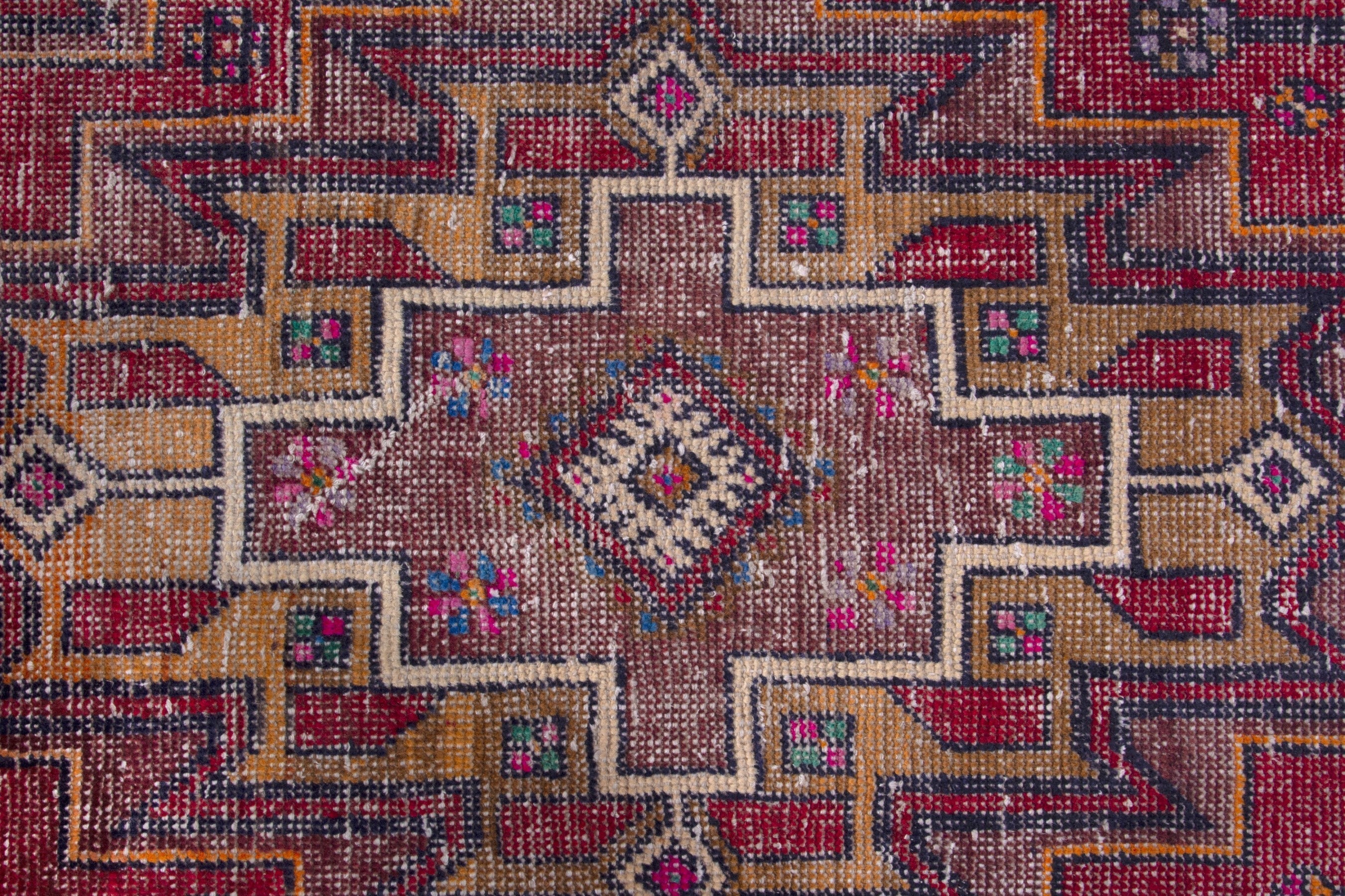 Persian Baluch runner rug in deep red and burgundy, view 13 of 17