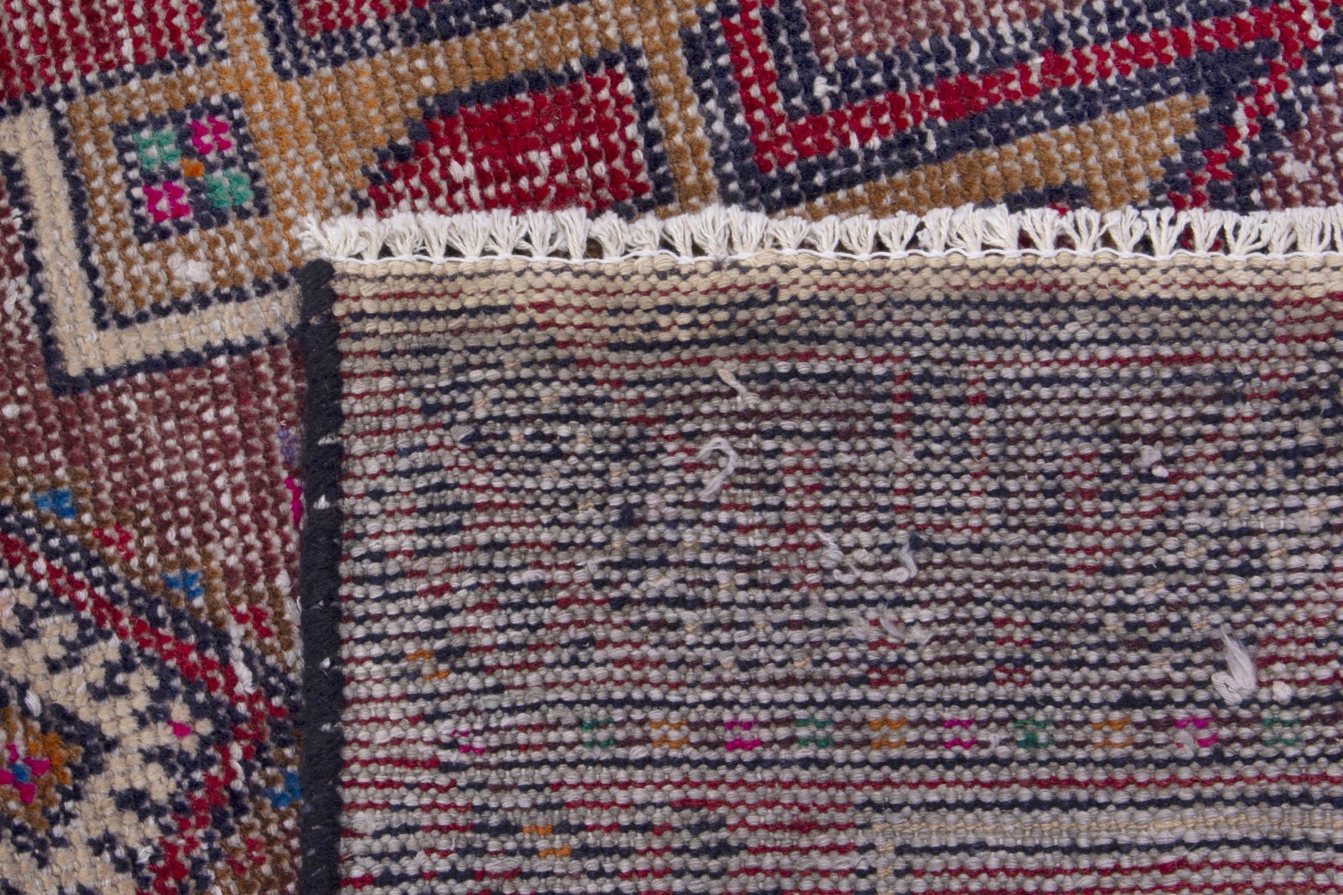 Persian Baluch runner rug in deep red and burgundy, view 17 of 17