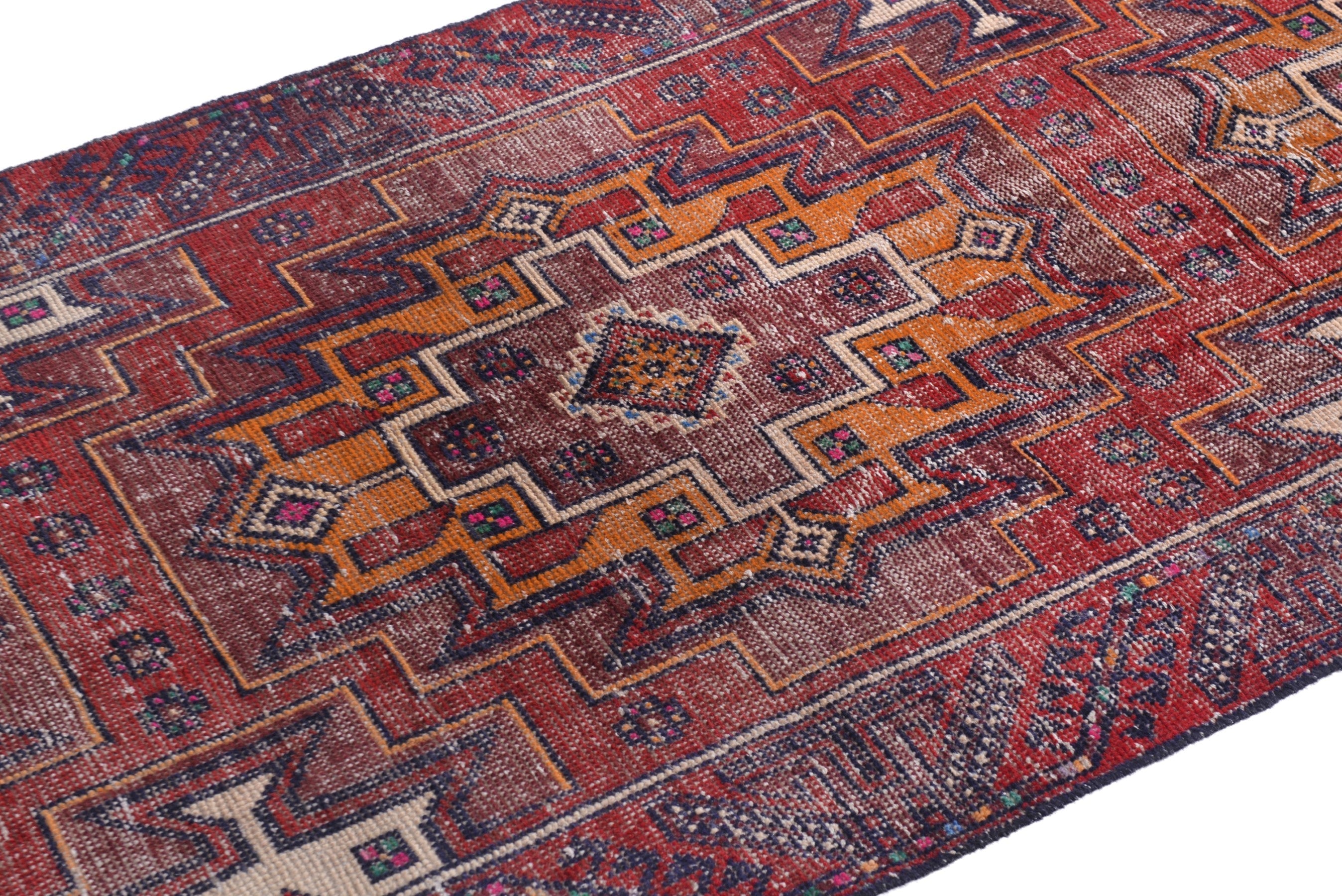 Persian Baluch runner rug in deep red and burgundy, view 6 of 17