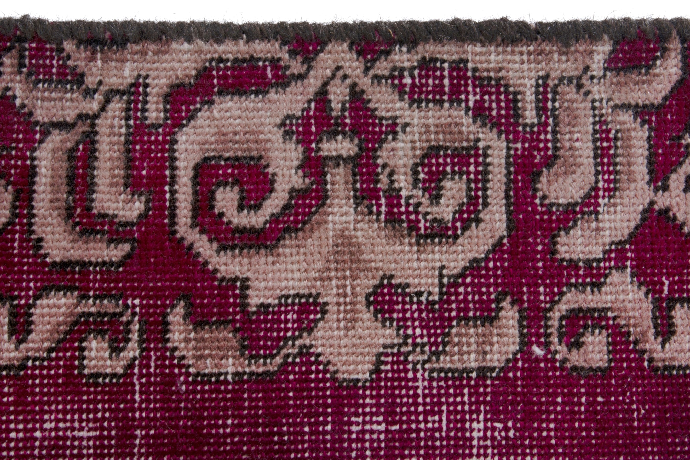 Persian Tabriz runner rug in burgundy and dusty rose, view 11 of 17