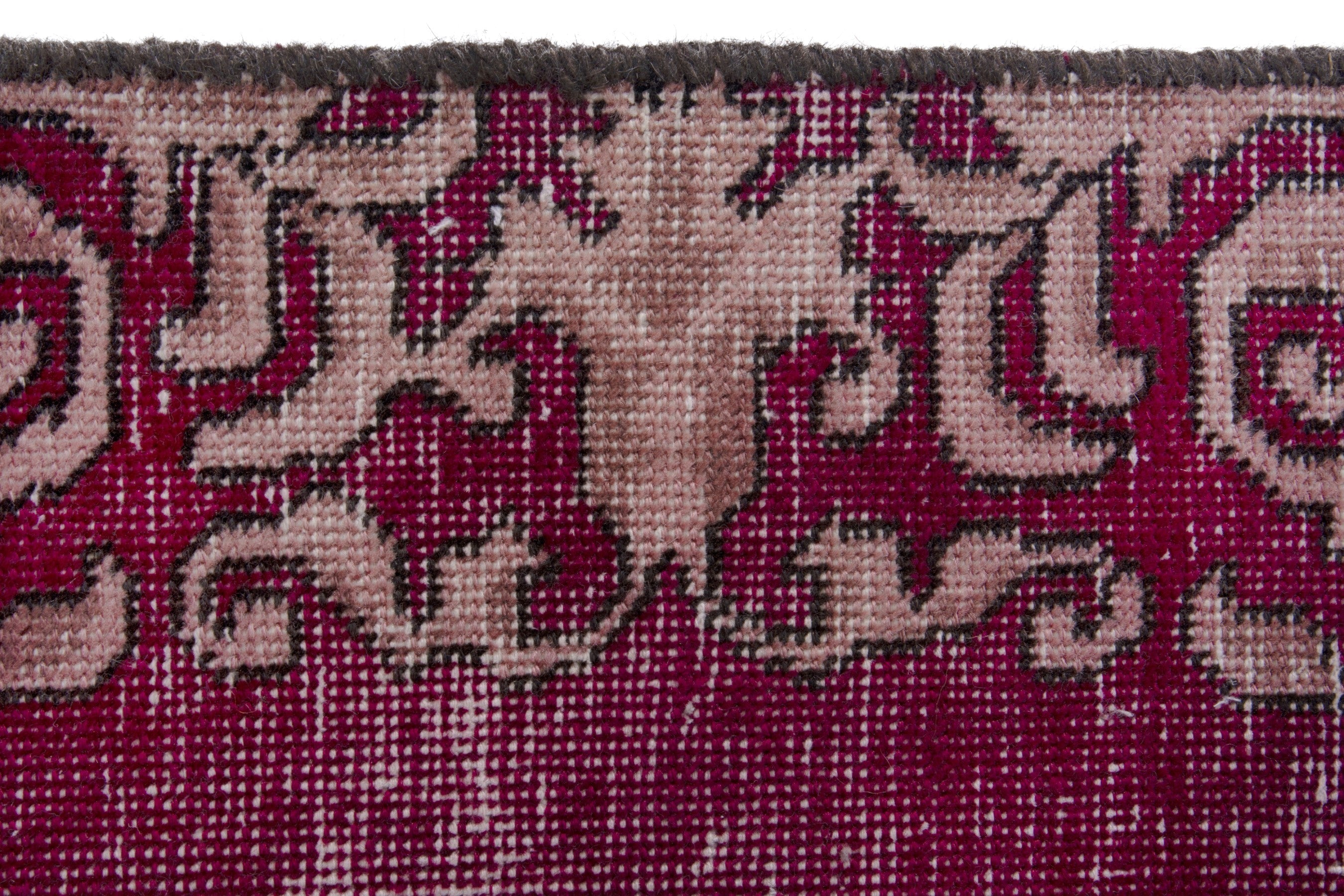 Persian Tabriz runner rug in burgundy and dusty rose, view 12 of 17