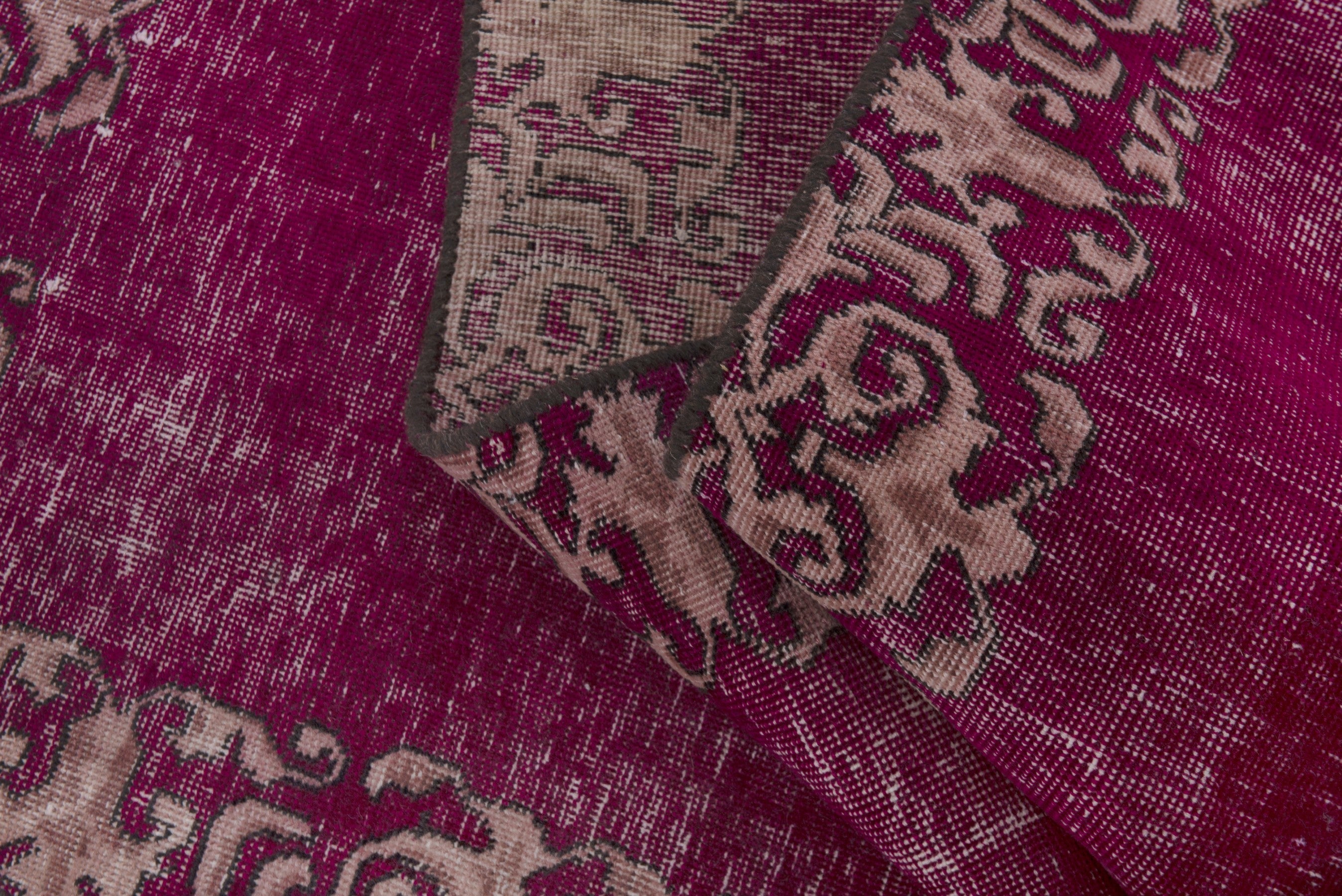 Persian Tabriz runner rug in burgundy and dusty rose, view 15 of 17