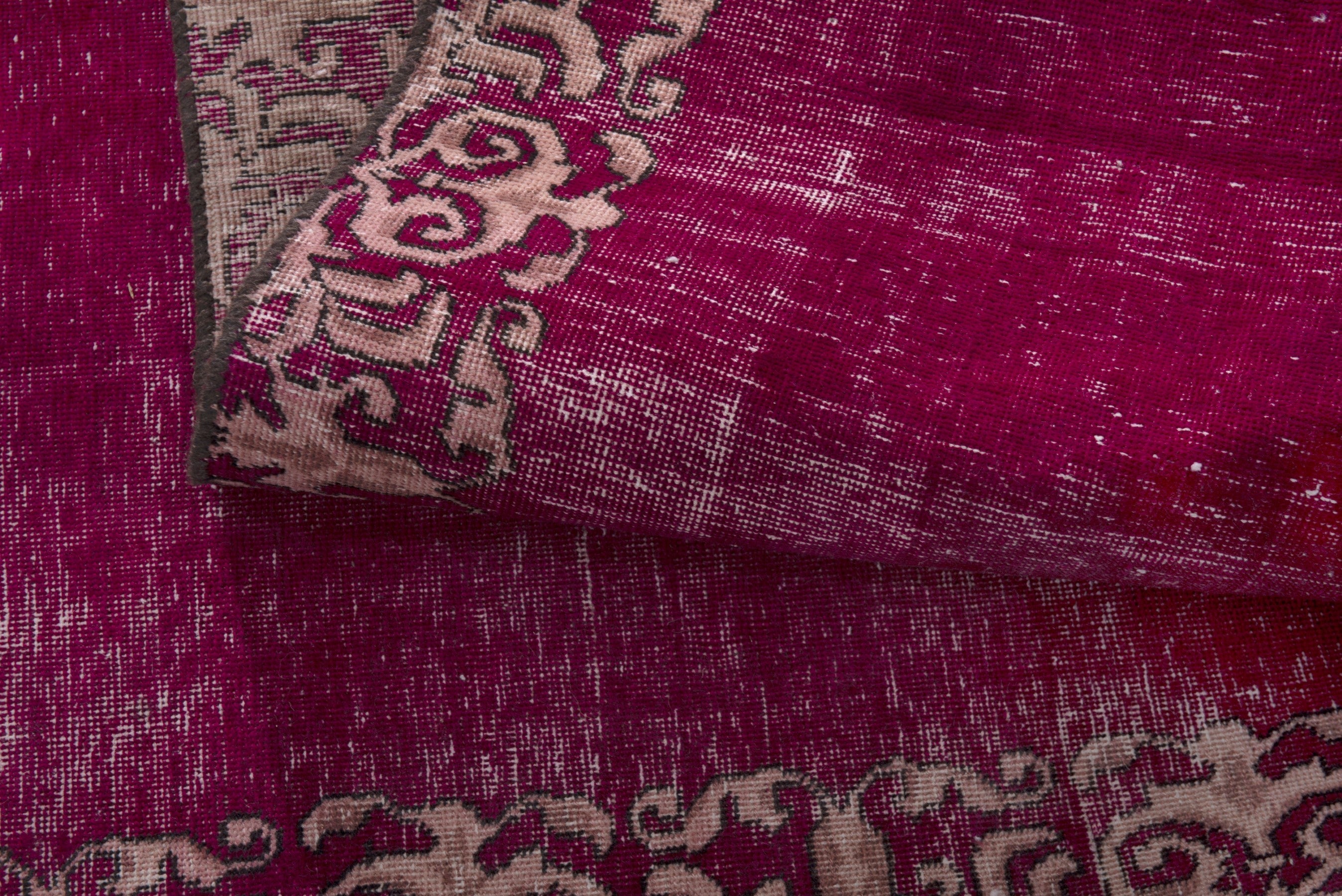 Persian Tabriz runner rug in burgundy and dusty rose, view 16 of 17