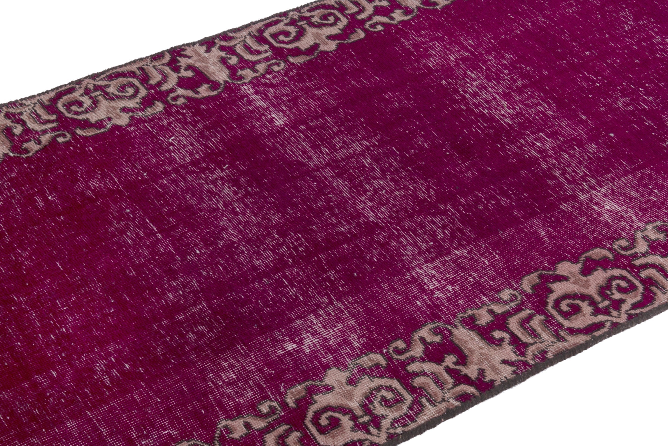 Persian Tabriz runner rug in burgundy and dusty rose, view 6 of 17