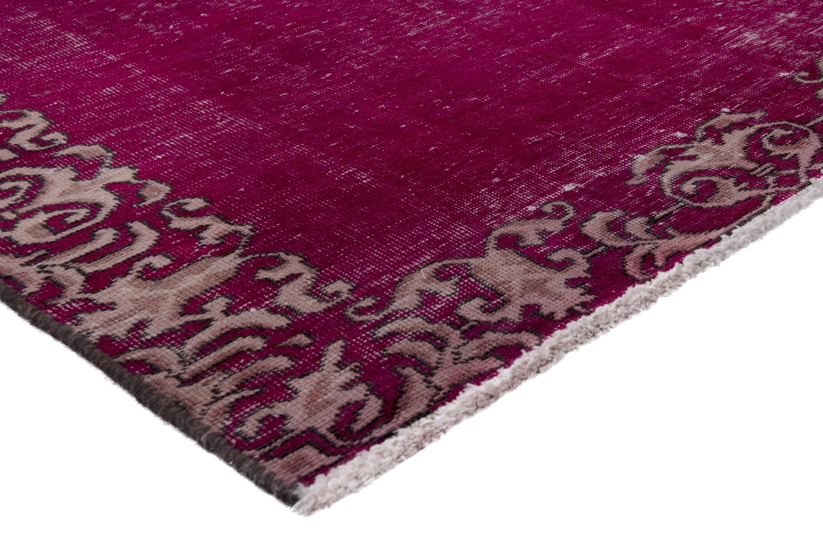 Persian Tabriz runner rug in burgundy and dusty rose, view 4 of 17