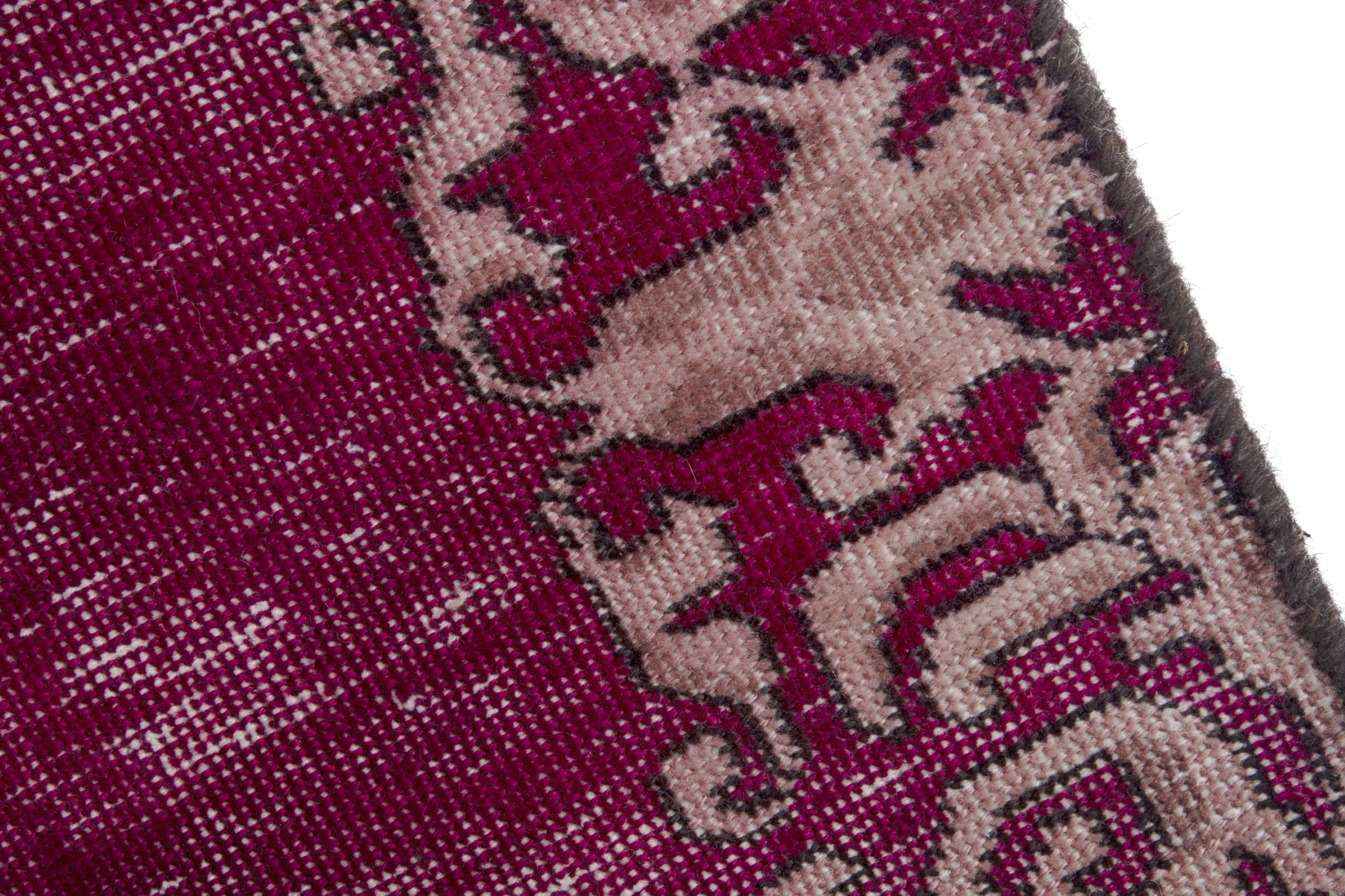 Persian Tabriz runner rug in burgundy and dusty rose, view 7 of 17
