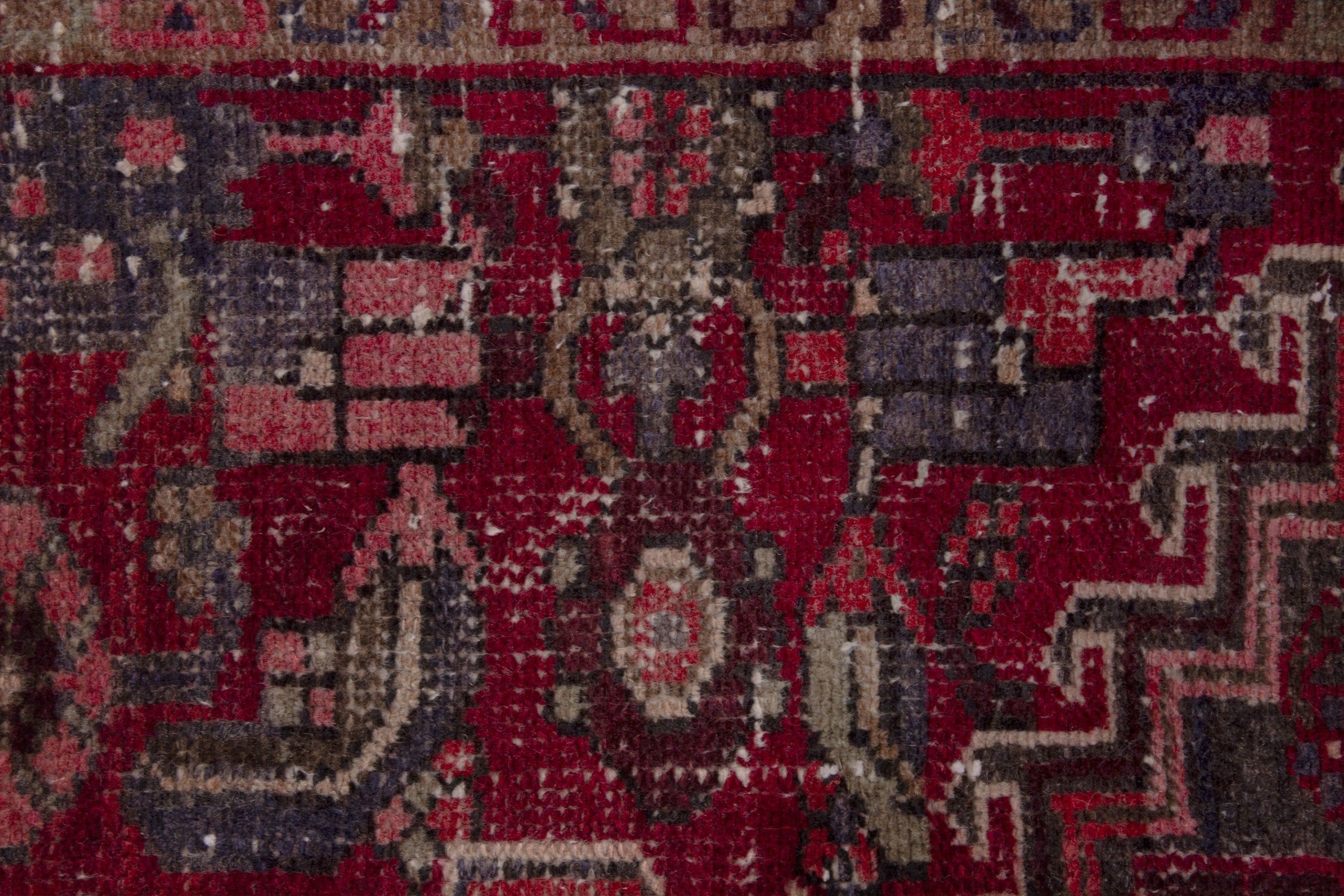 Persian Zanjan runner rug in burgundy and deep red, view 11 of 18