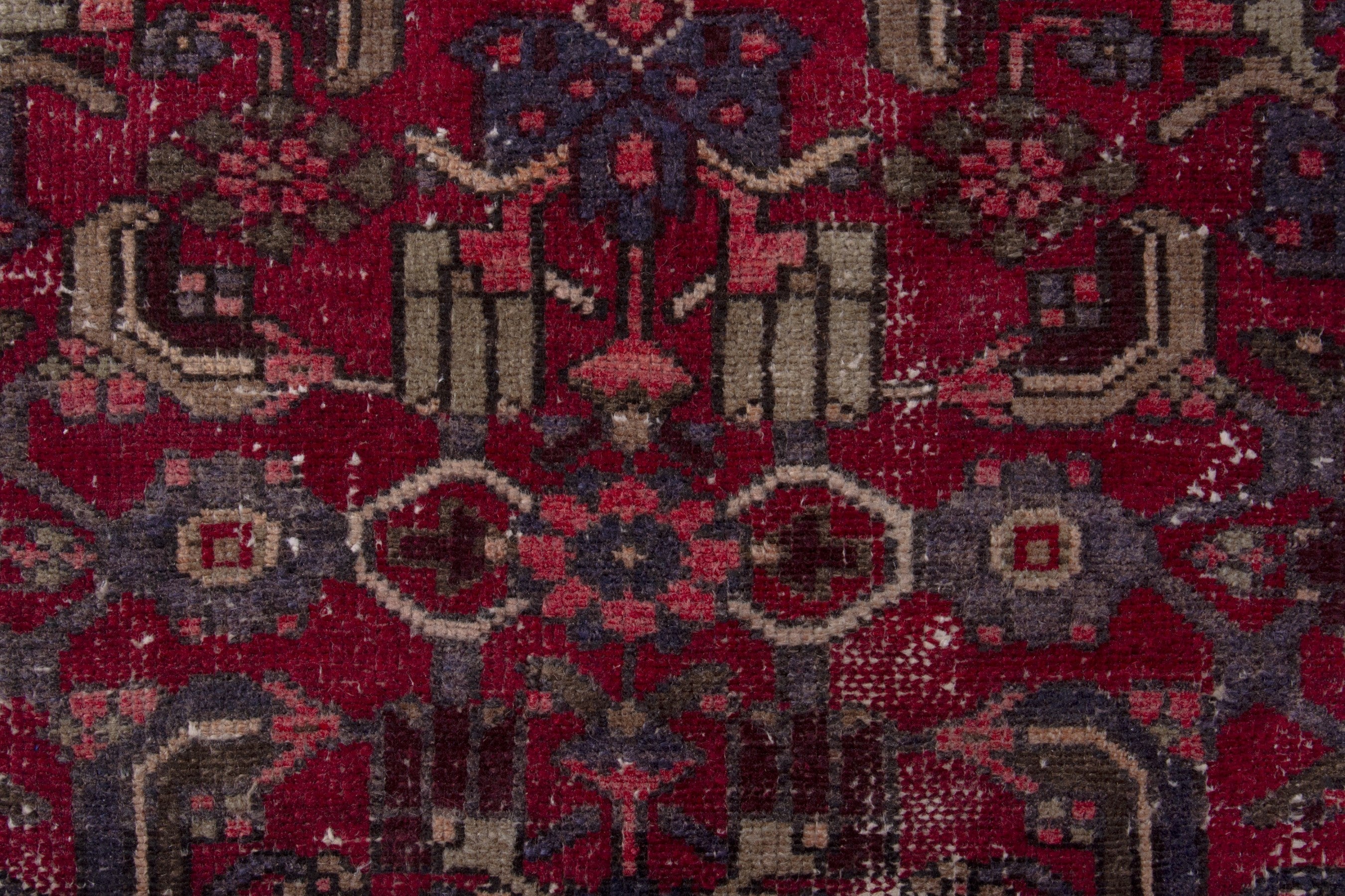 Persian Zanjan runner rug in burgundy and deep red, view 13 of 18