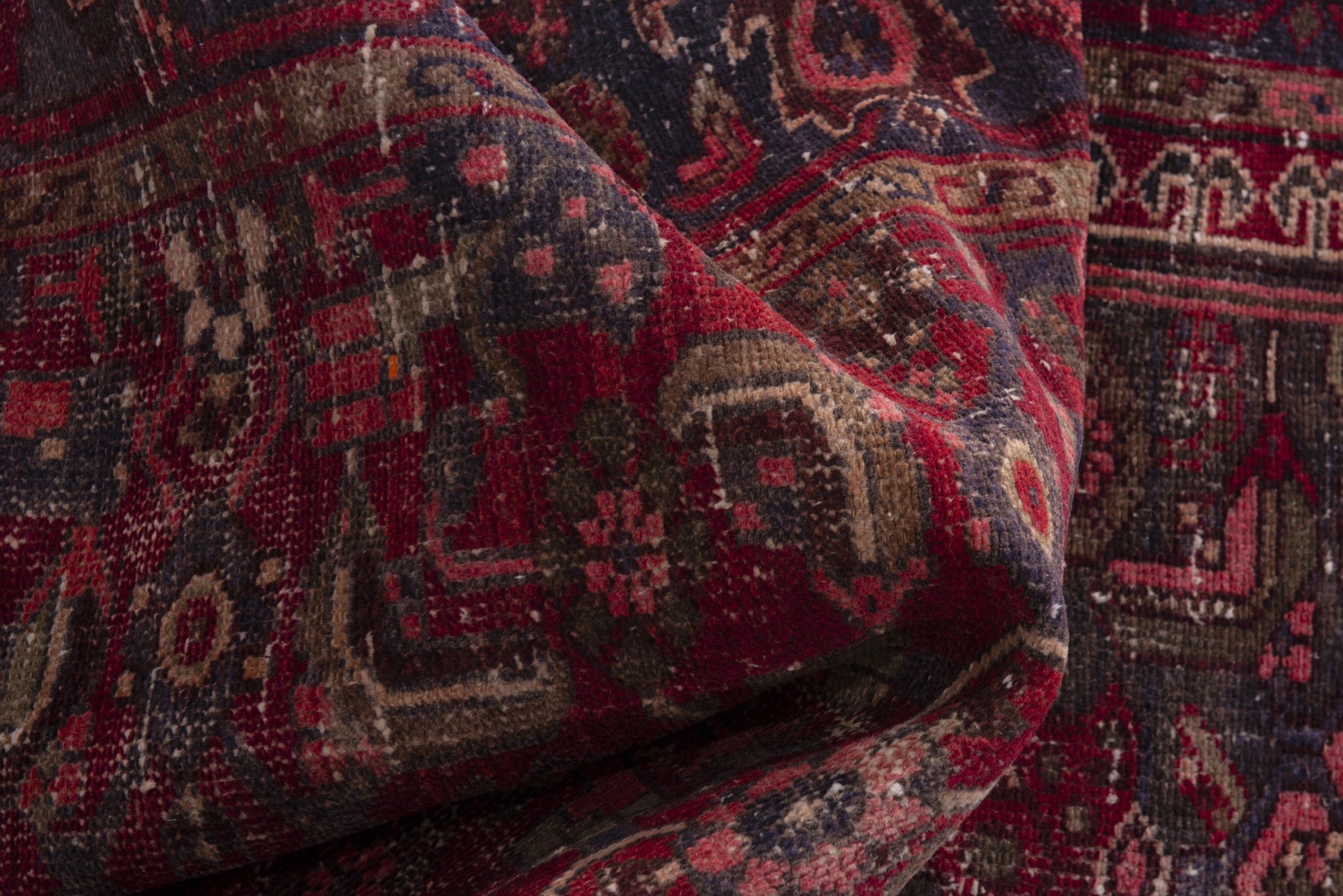 Persian Zanjan runner rug in burgundy and deep red, view 16 of 18
