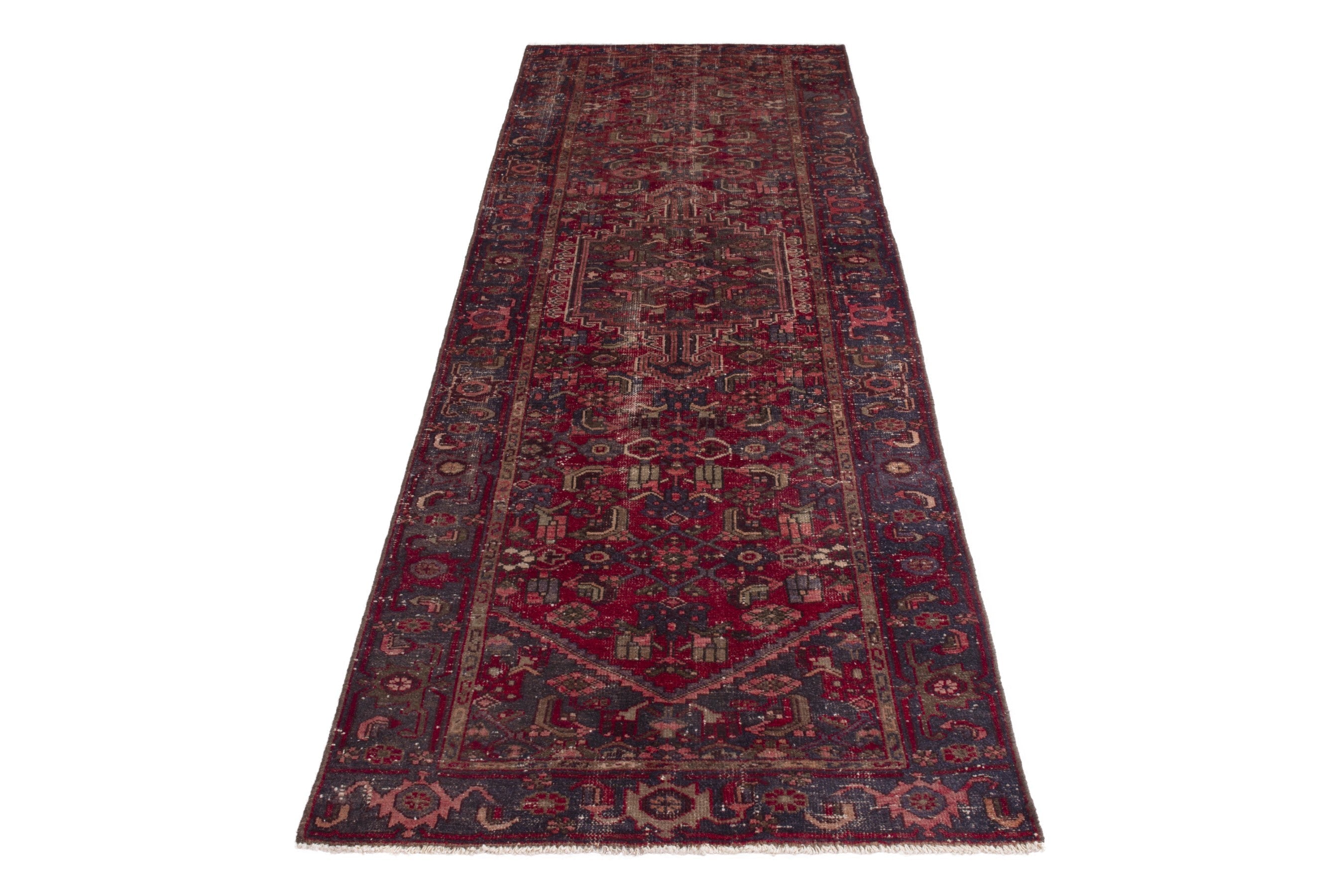 Persian Zanjan runner rug in burgundy and deep red, view 2 of 18