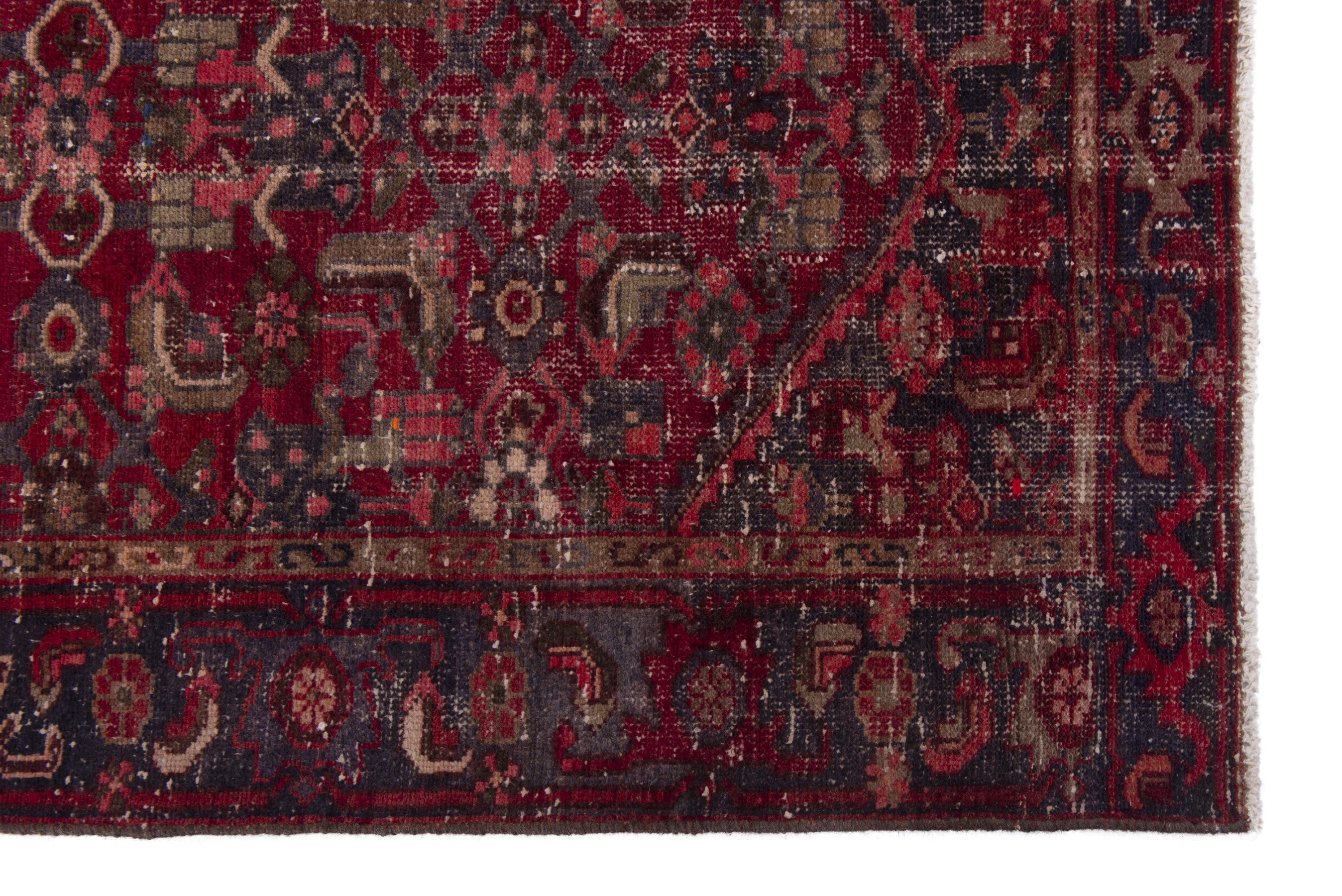 Persian Zanjan runner rug in burgundy and deep red, view 5 of 18