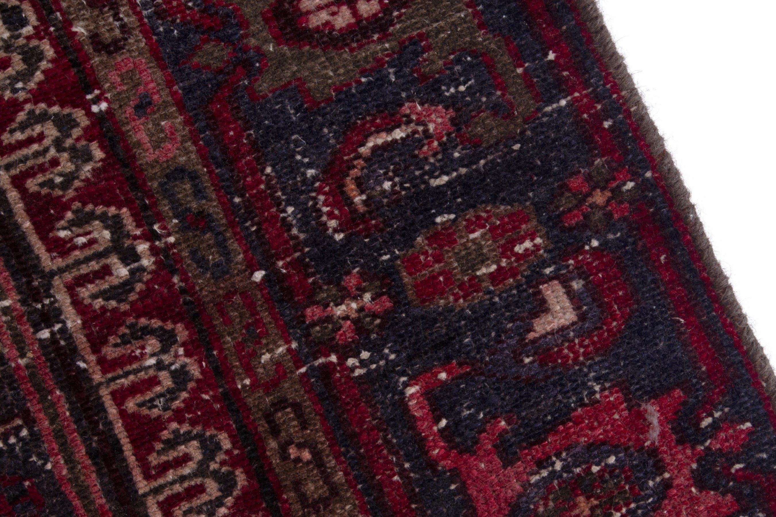 Persian Zanjan runner rug in burgundy and deep red, view 7 of 18