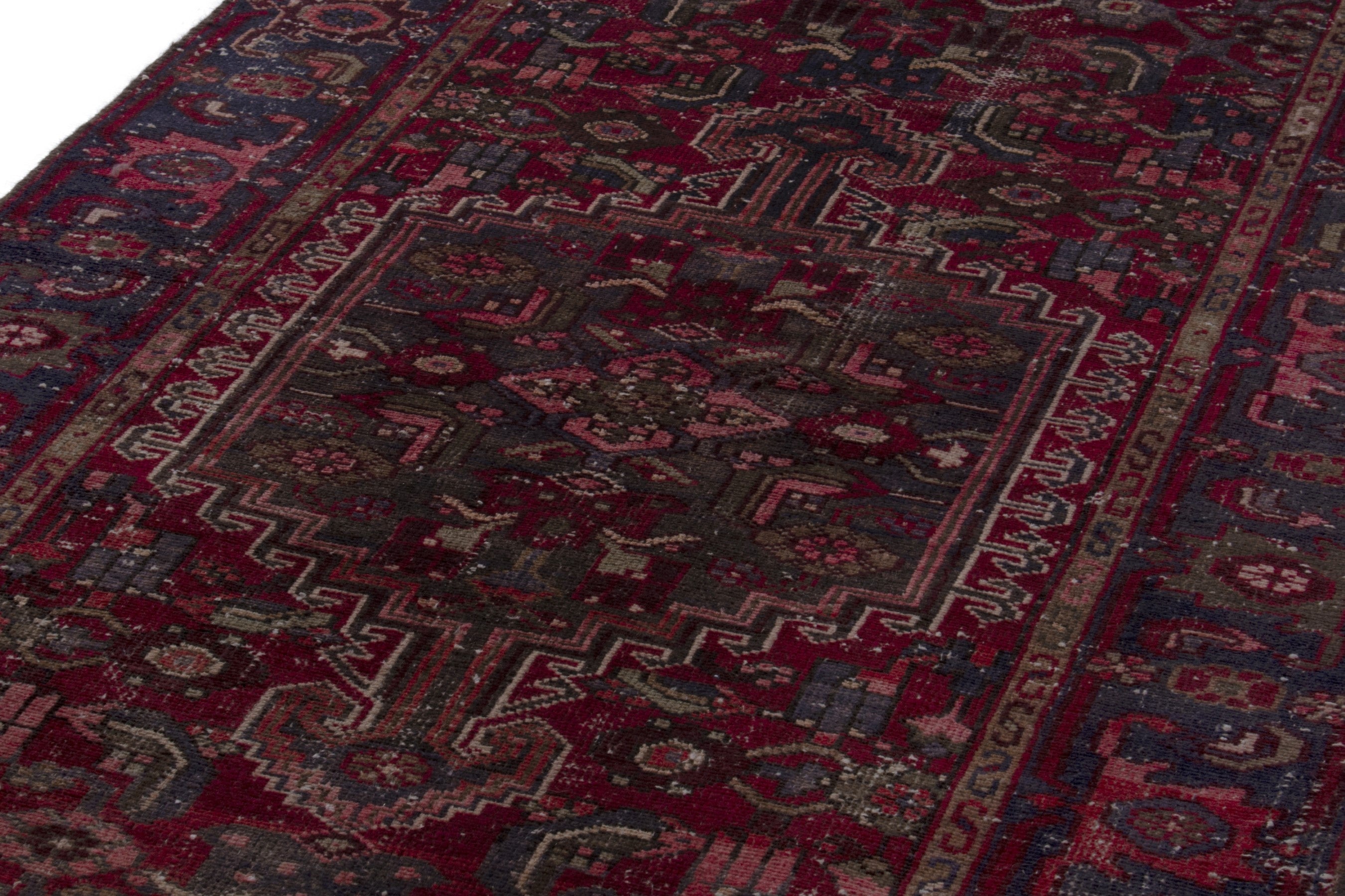 Persian Zanjan runner rug in burgundy and deep red, view 9 of 18