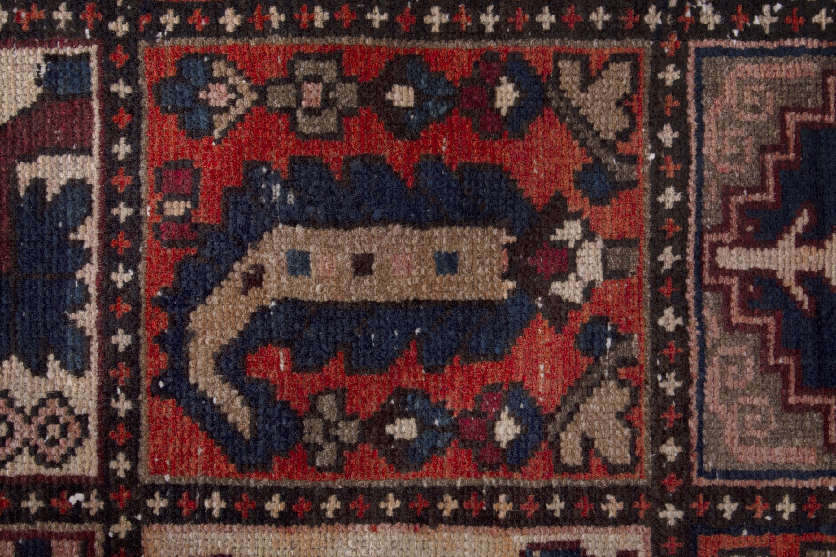 Persian Bakhtiari runner rug in cream and deep red, view 11 of 17
