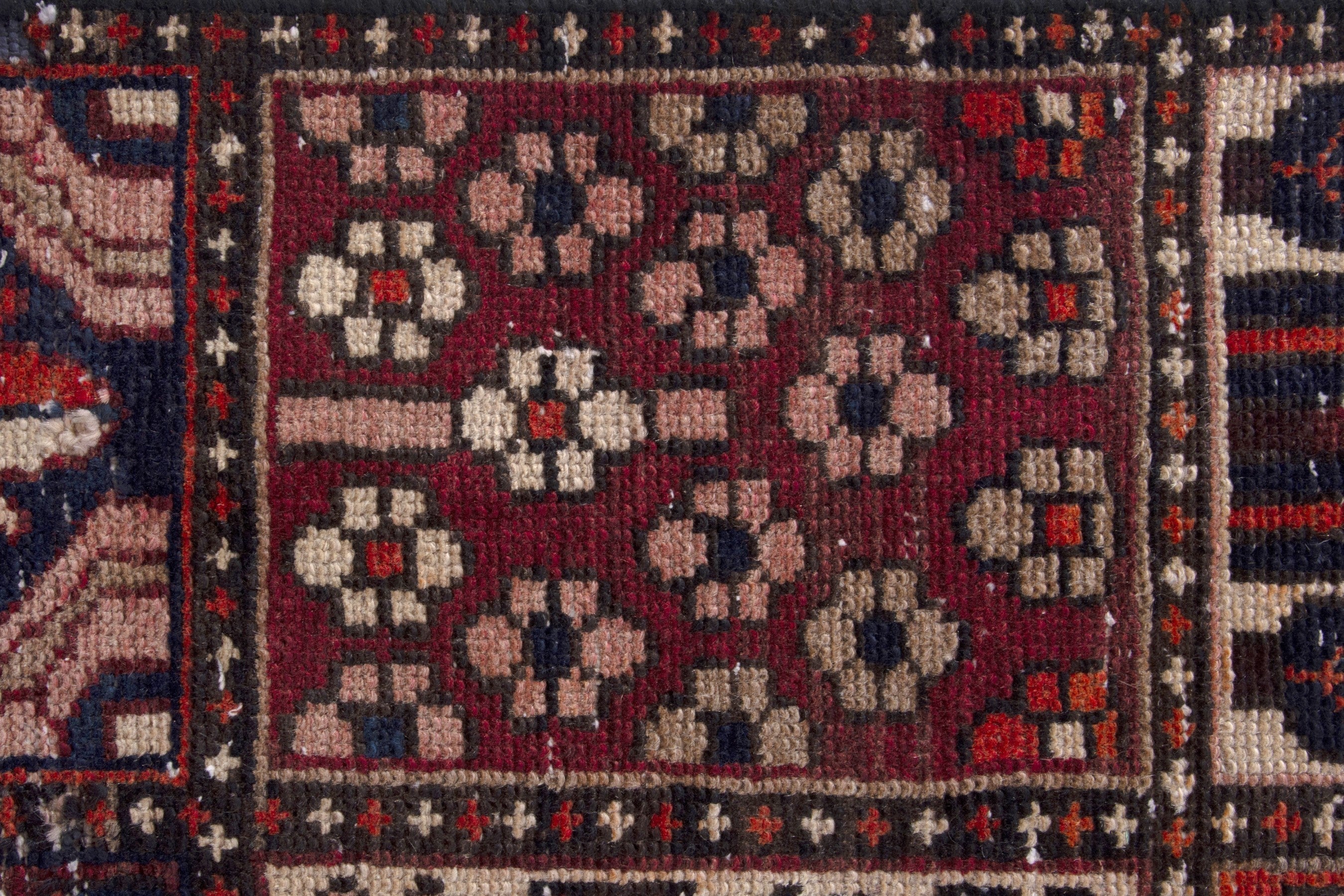 Persian Bakhtiari runner rug in cream and deep red, view 13 of 17