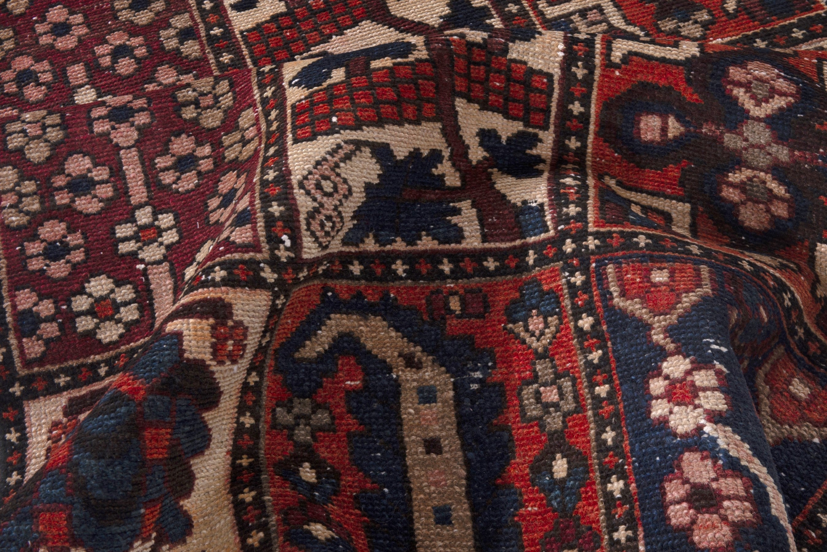 Persian Bakhtiari runner rug in cream and deep red, view 14 of 17