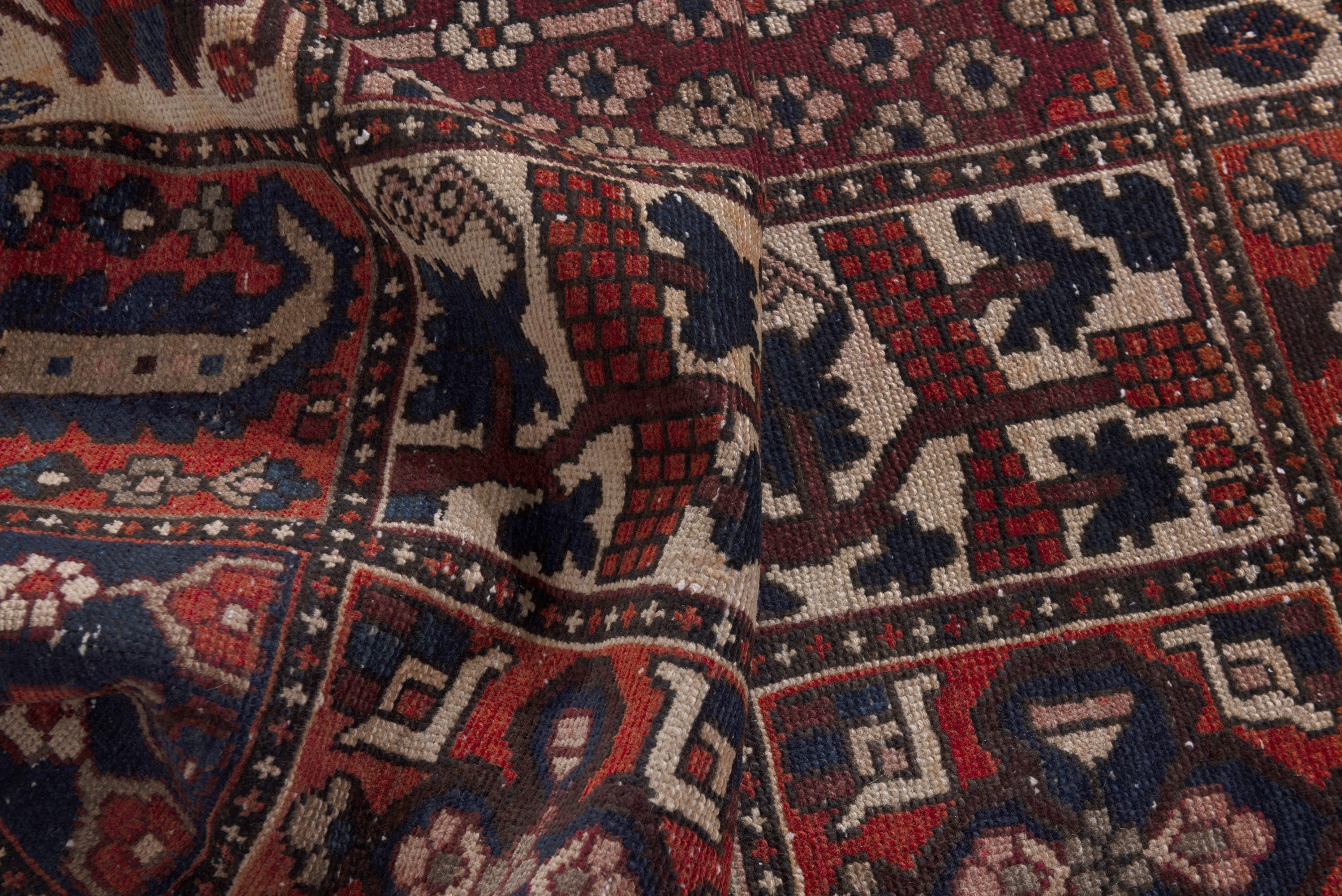 Persian Bakhtiari runner rug in cream and deep red, view 15 of 17