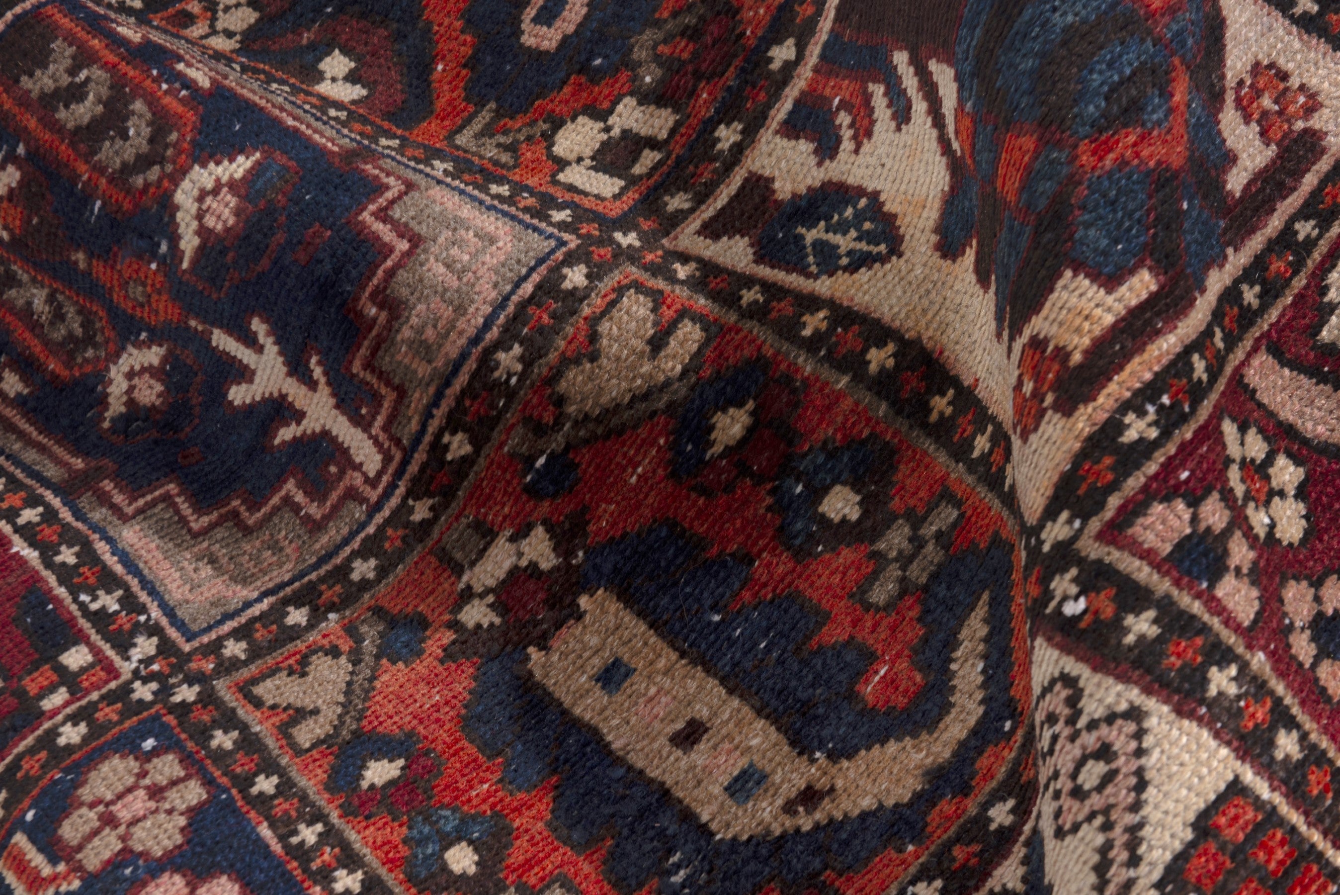 Persian Bakhtiari runner rug in cream and deep red, view 16 of 17