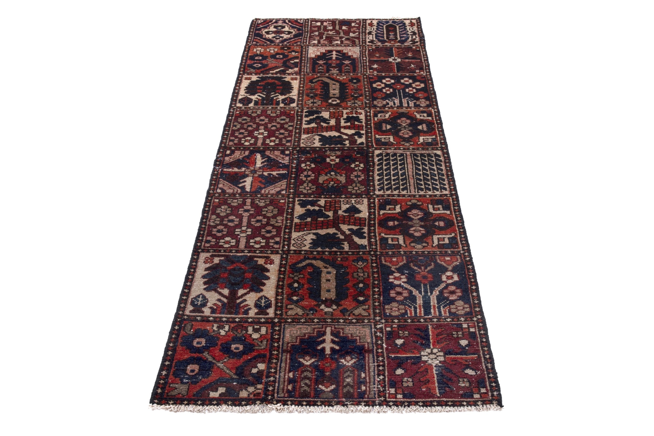 Persian Bakhtiari runner rug in cream and deep red, view 3 of 17