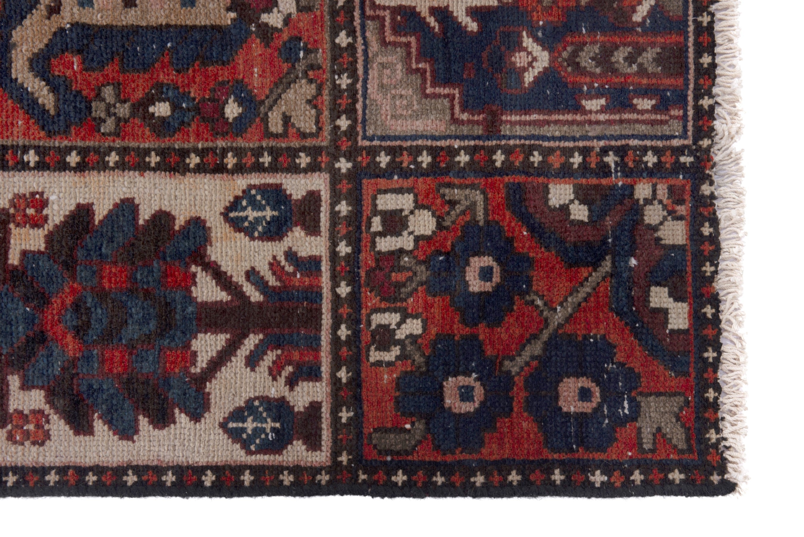 Persian Bakhtiari runner rug in cream and deep red, view 5 of 17
