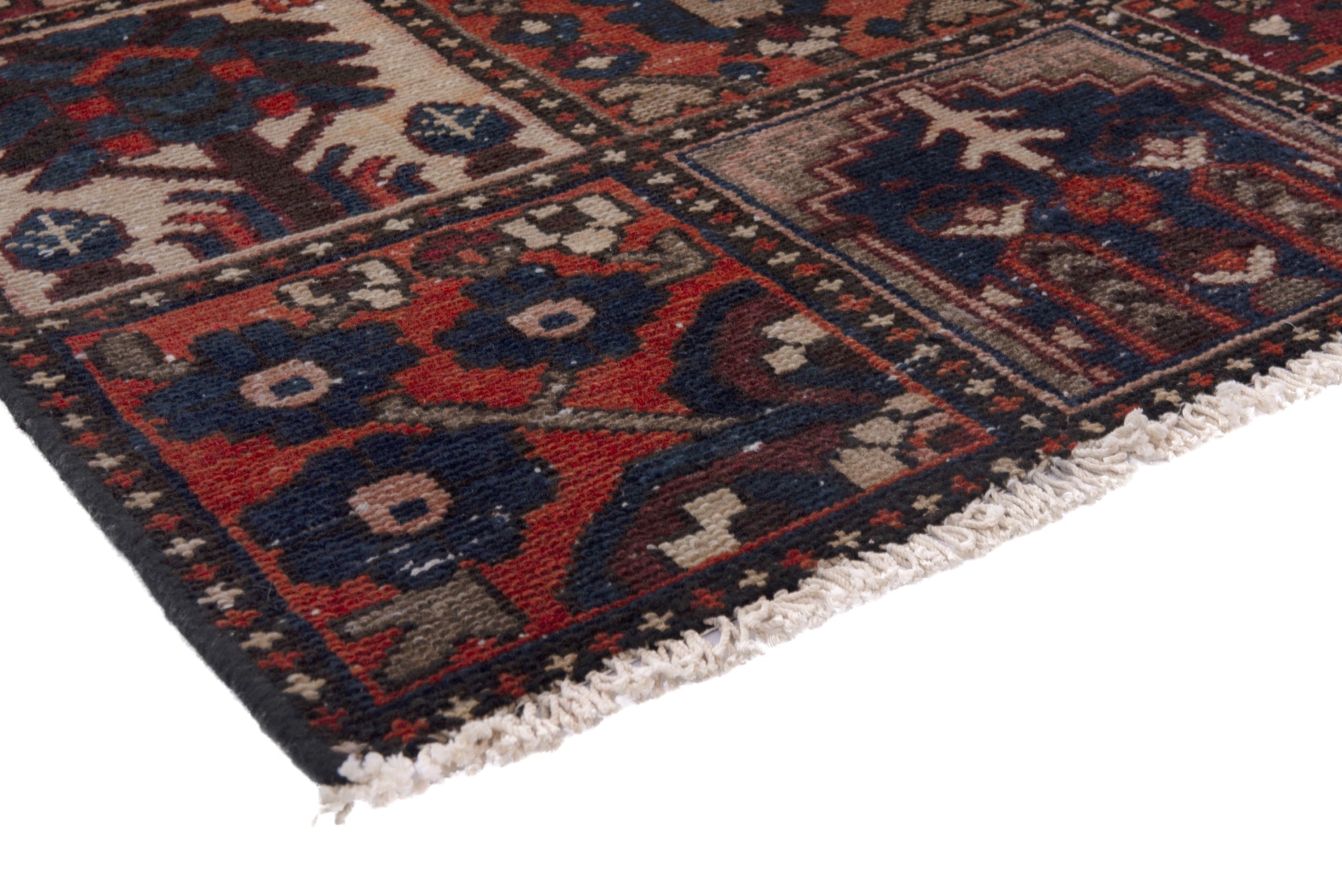 Persian Bakhtiari runner rug in cream and deep red, view 4 of 17