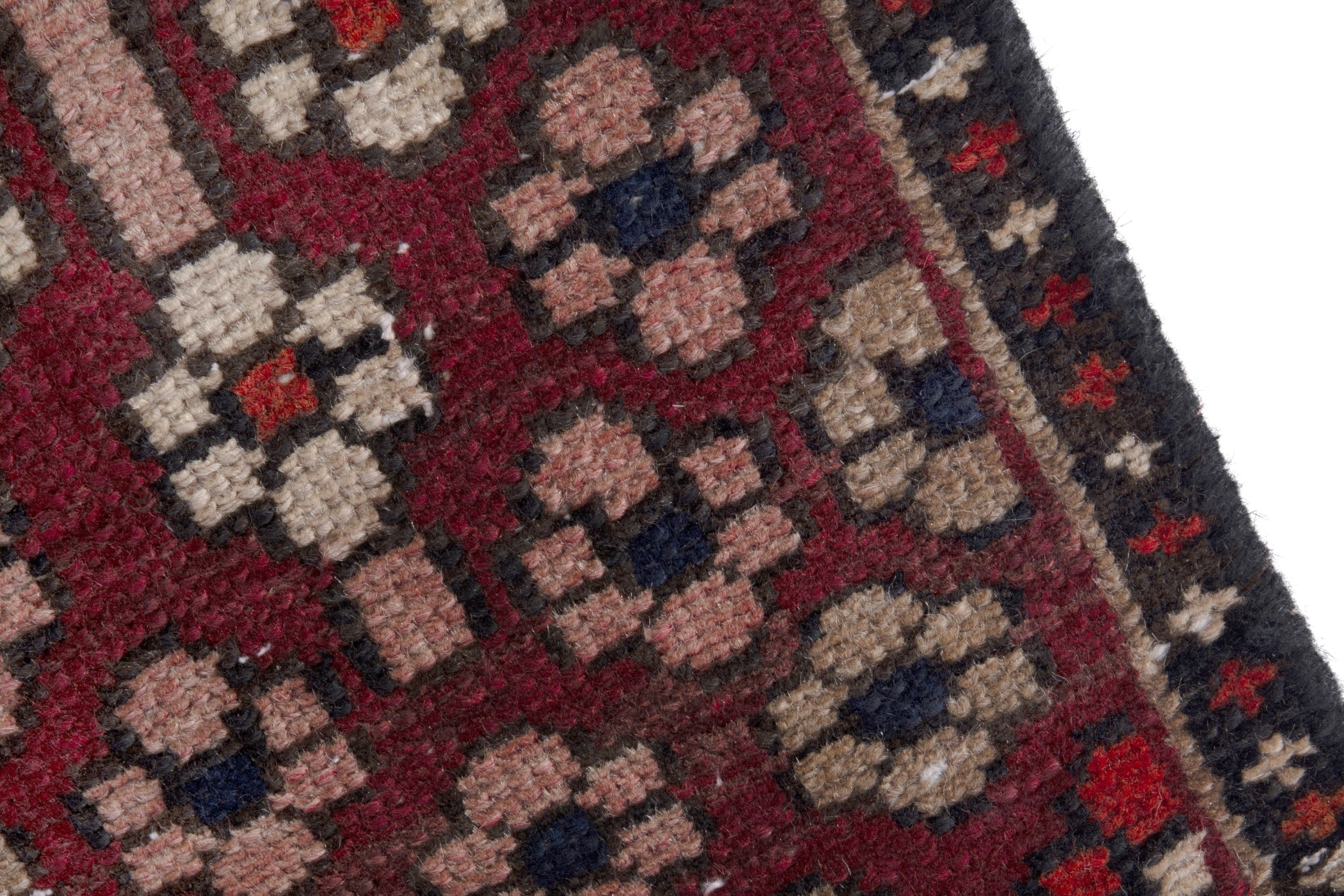 Persian Bakhtiari runner rug in cream and deep red, view 7 of 17