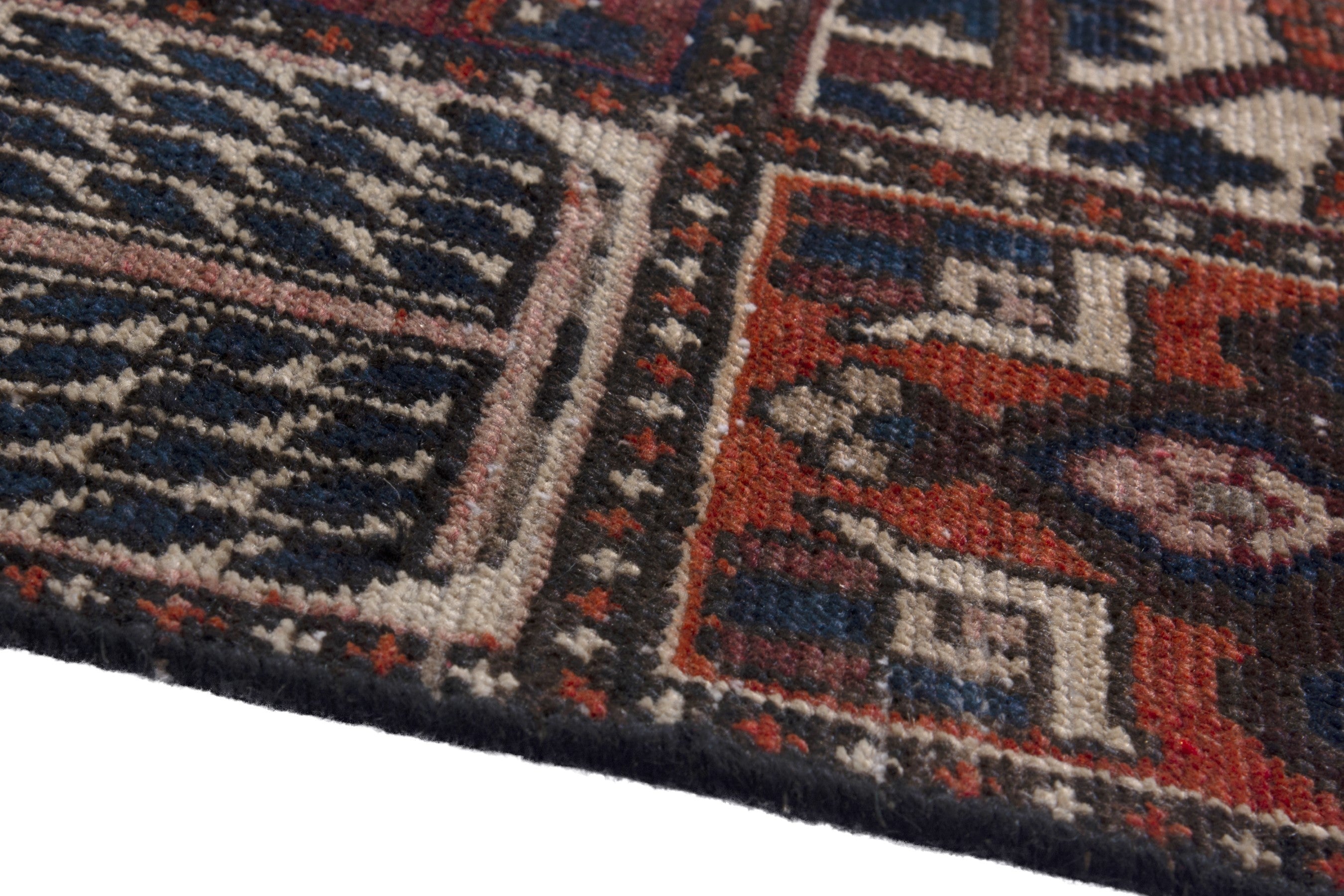 Persian Bakhtiari runner rug in cream and deep red, view 8 of 17
