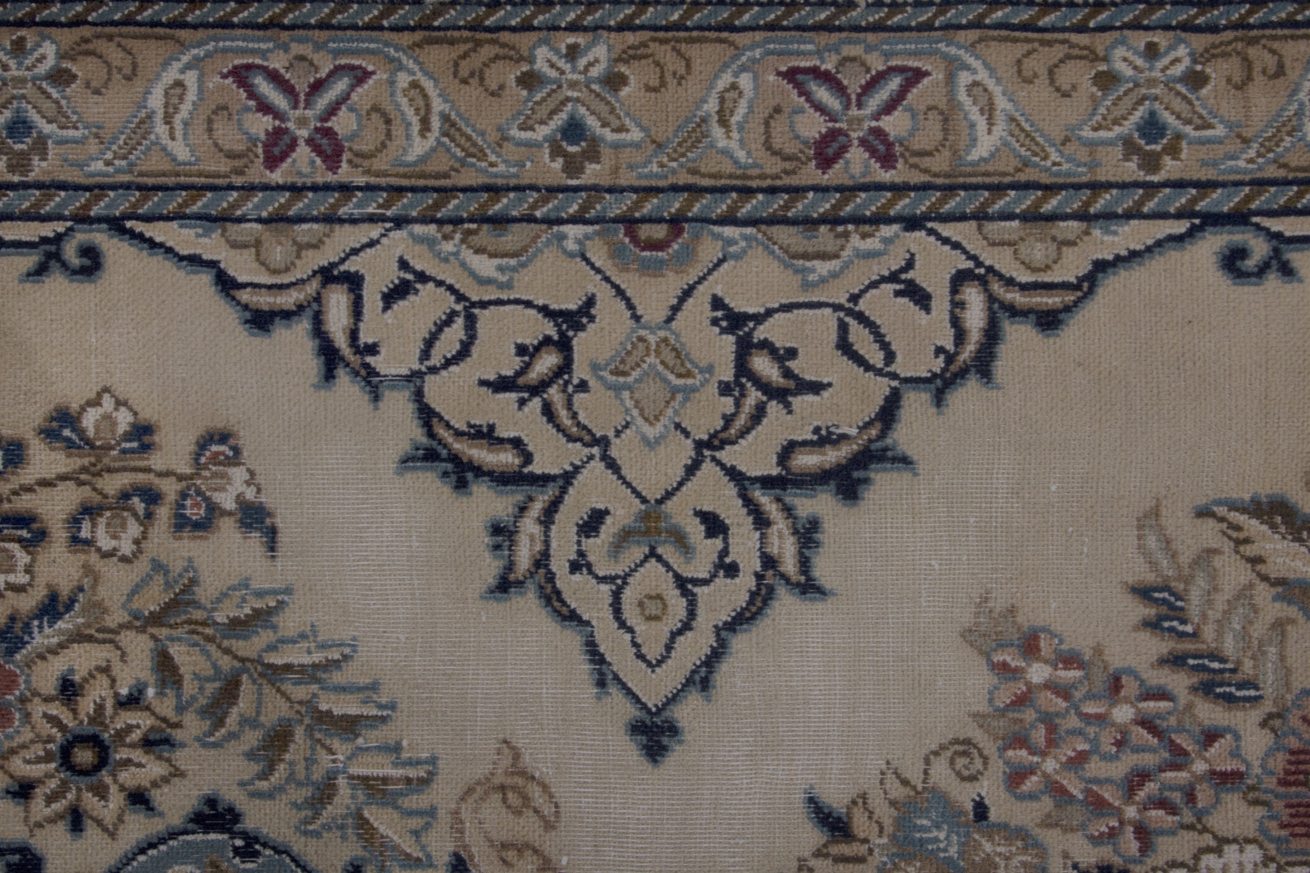 Persian Nain runner rug in cream and muted pink, view 11 of 17
