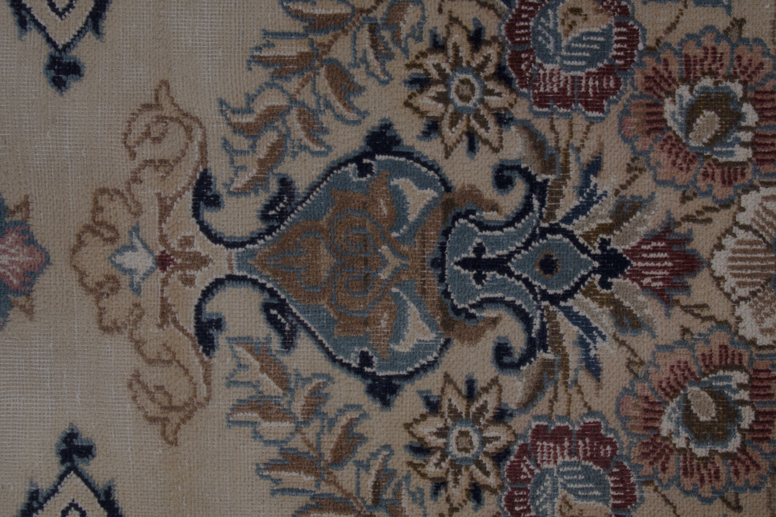 Persian Nain runner rug in cream and muted pink, view 12 of 17