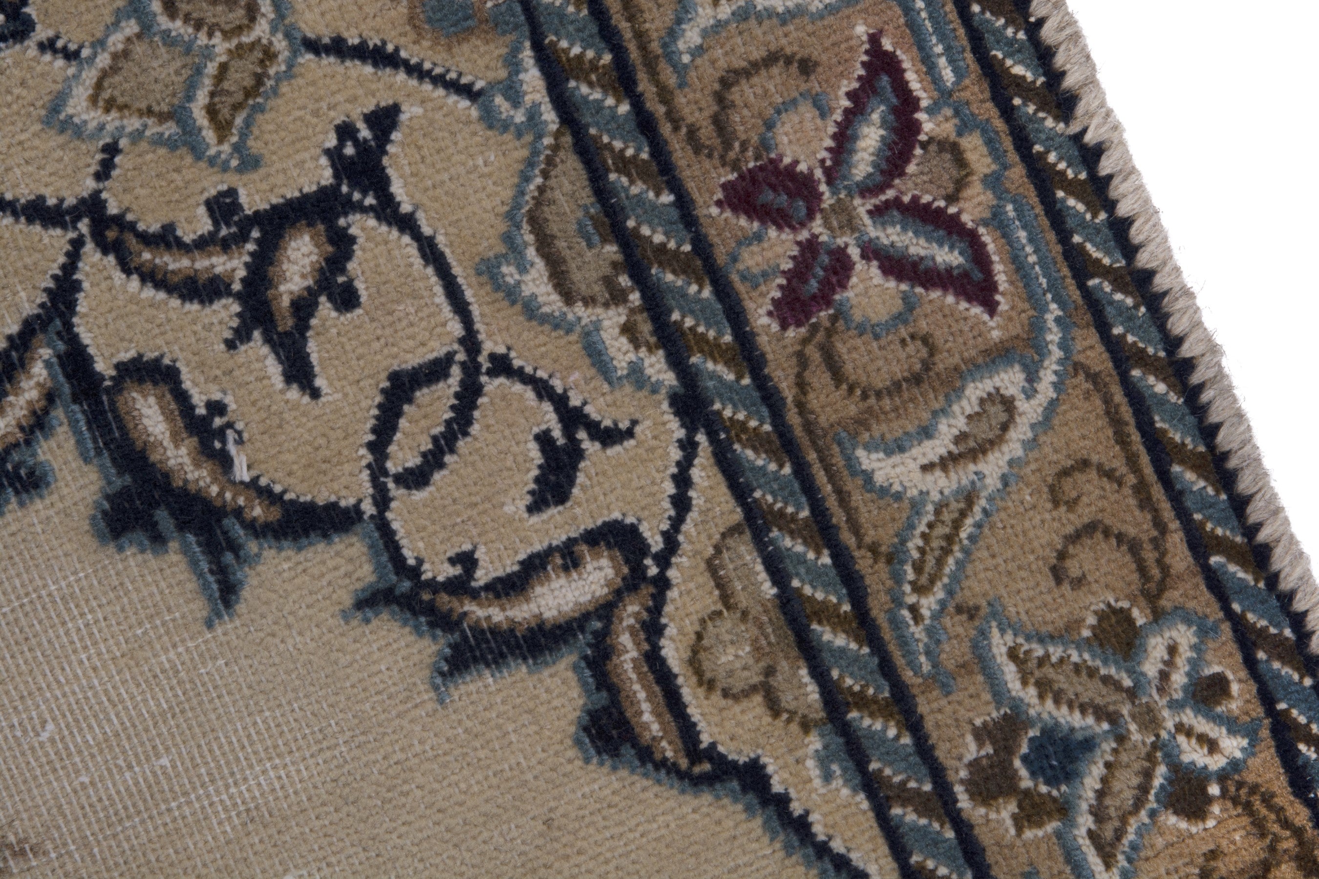 Persian Nain runner rug in cream and muted pink, view 7 of 17
