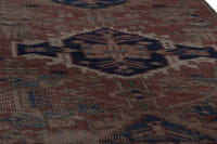 Turkish Anatolian runner rug in terracotta and navy, view 3 of 18