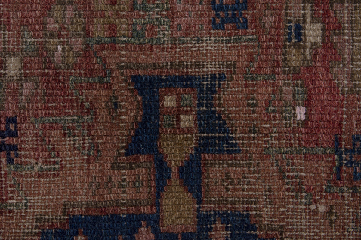 Turkish Anatolian runner rug in terracotta and navy, view 5 of 18