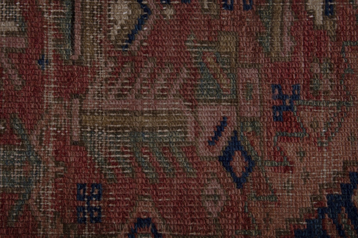 Turkish Anatolian runner rug in terracotta and navy, view 6 of 18