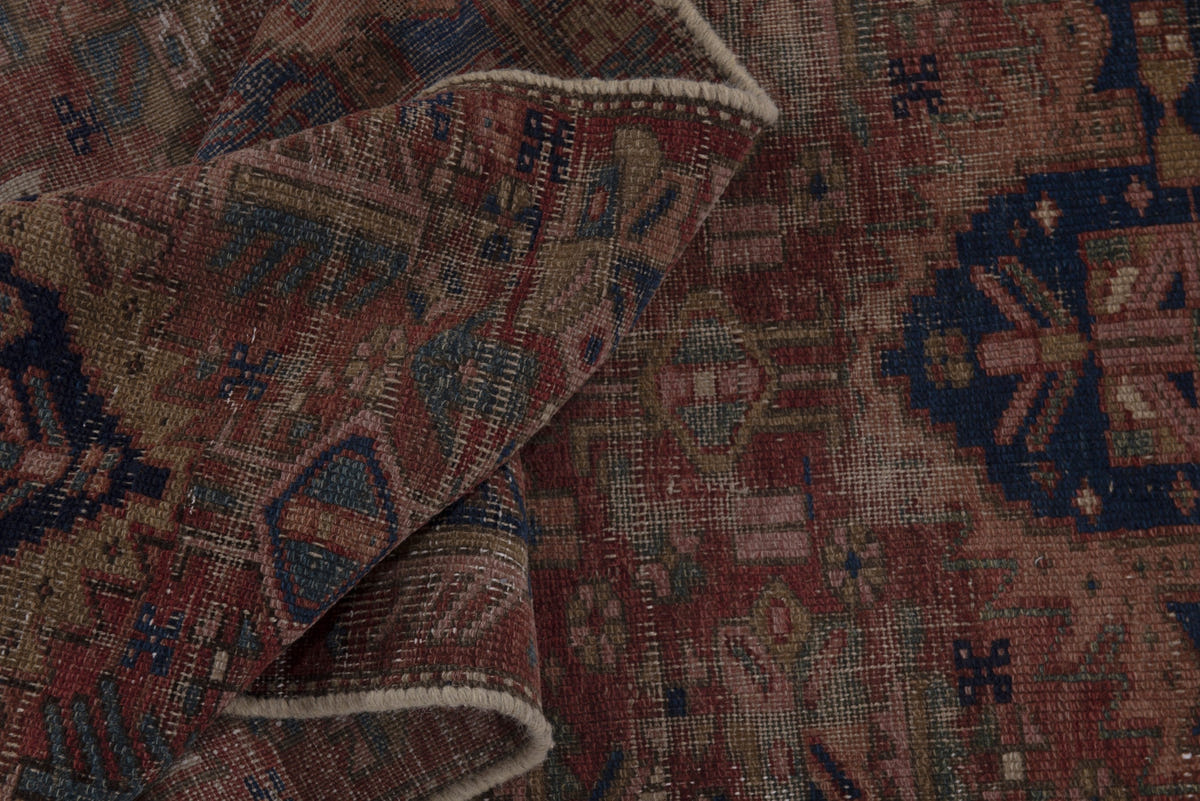 Turkish Anatolian runner rug in terracotta and navy, view 7 of 18