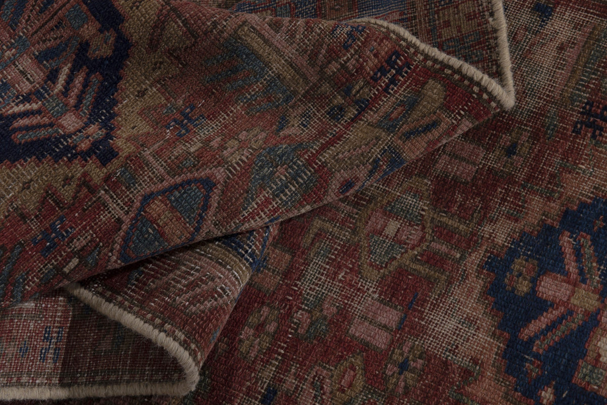 Turkish Anatolian runner rug in terracotta and navy, view 8 of 18