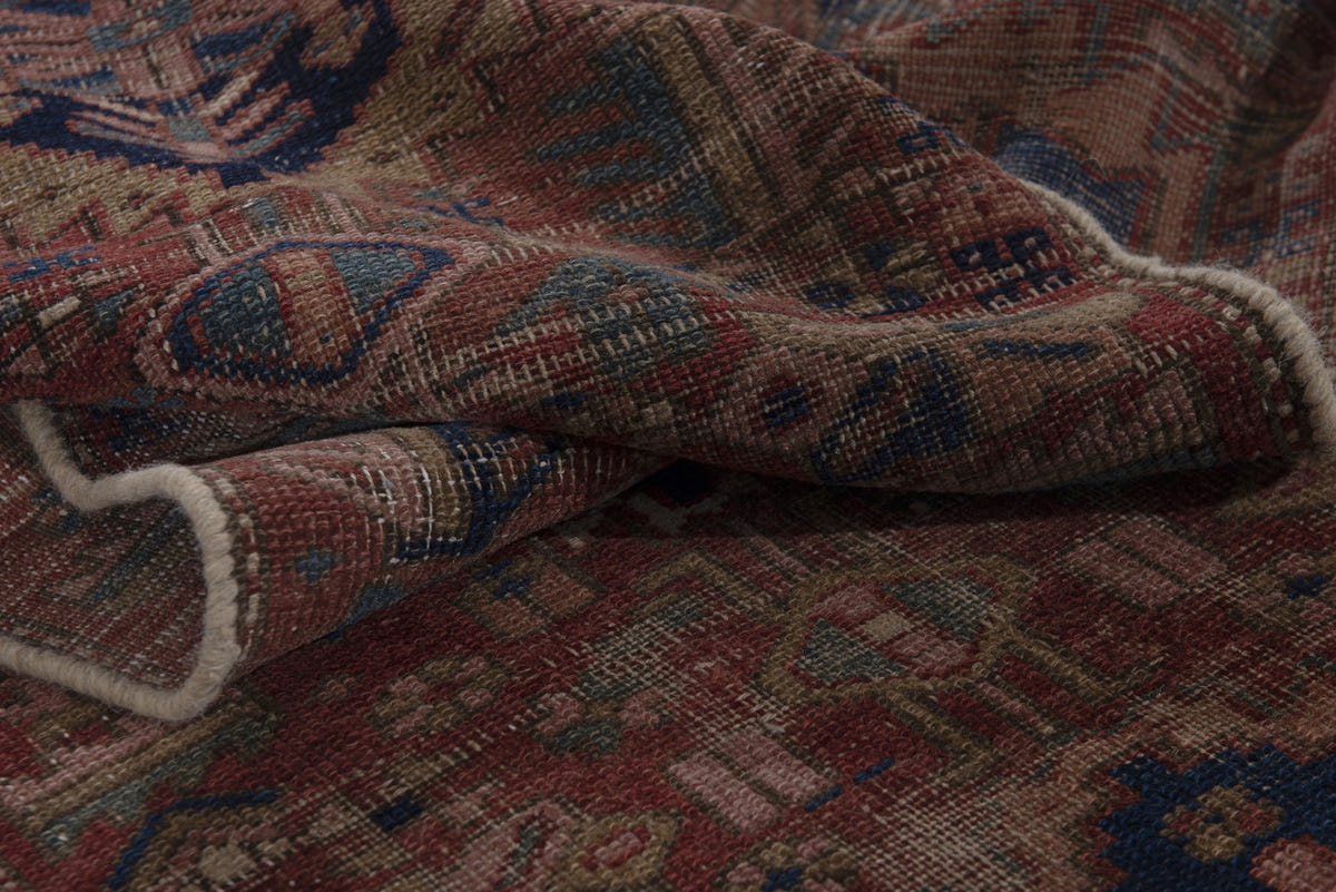 Turkish Anatolian runner rug in terracotta and navy, view 9 of 18